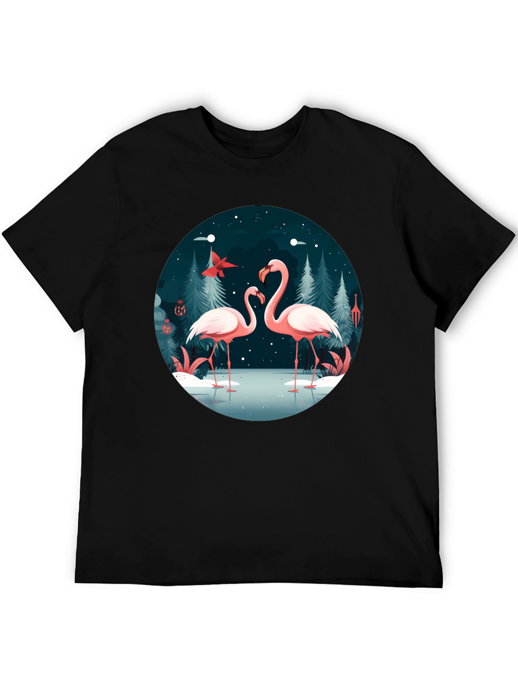 Flamingo Winter Scene Graphic Tee