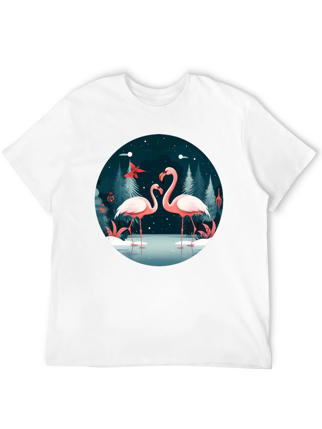 Flamingo Winter Scene Graphic Tee