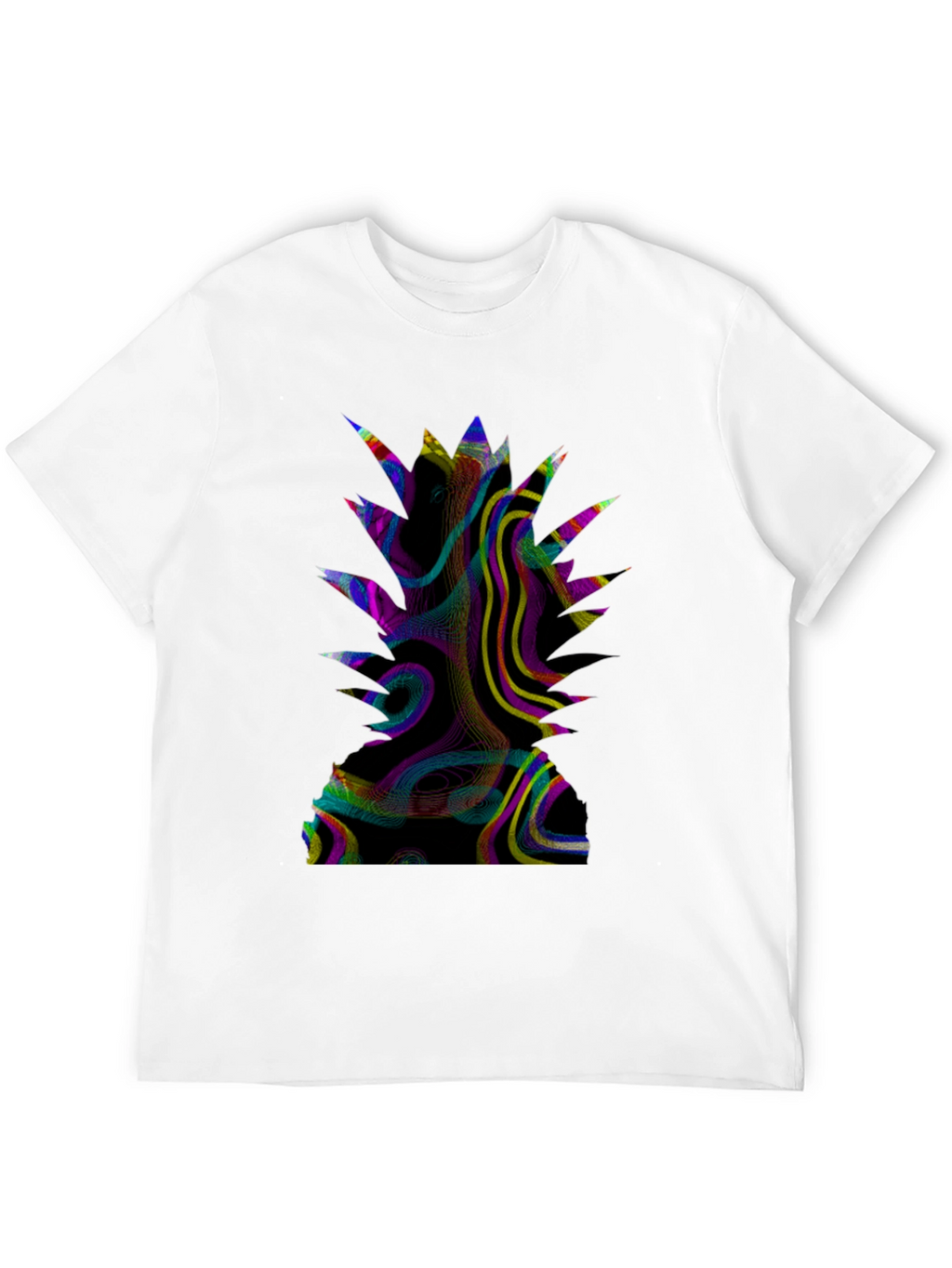 Abstract Pineapple Graphic Print Black T-Shirt