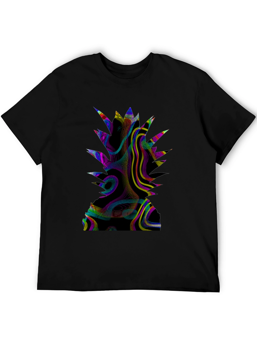 Abstract Pineapple Graphic Print Black T-Shirt