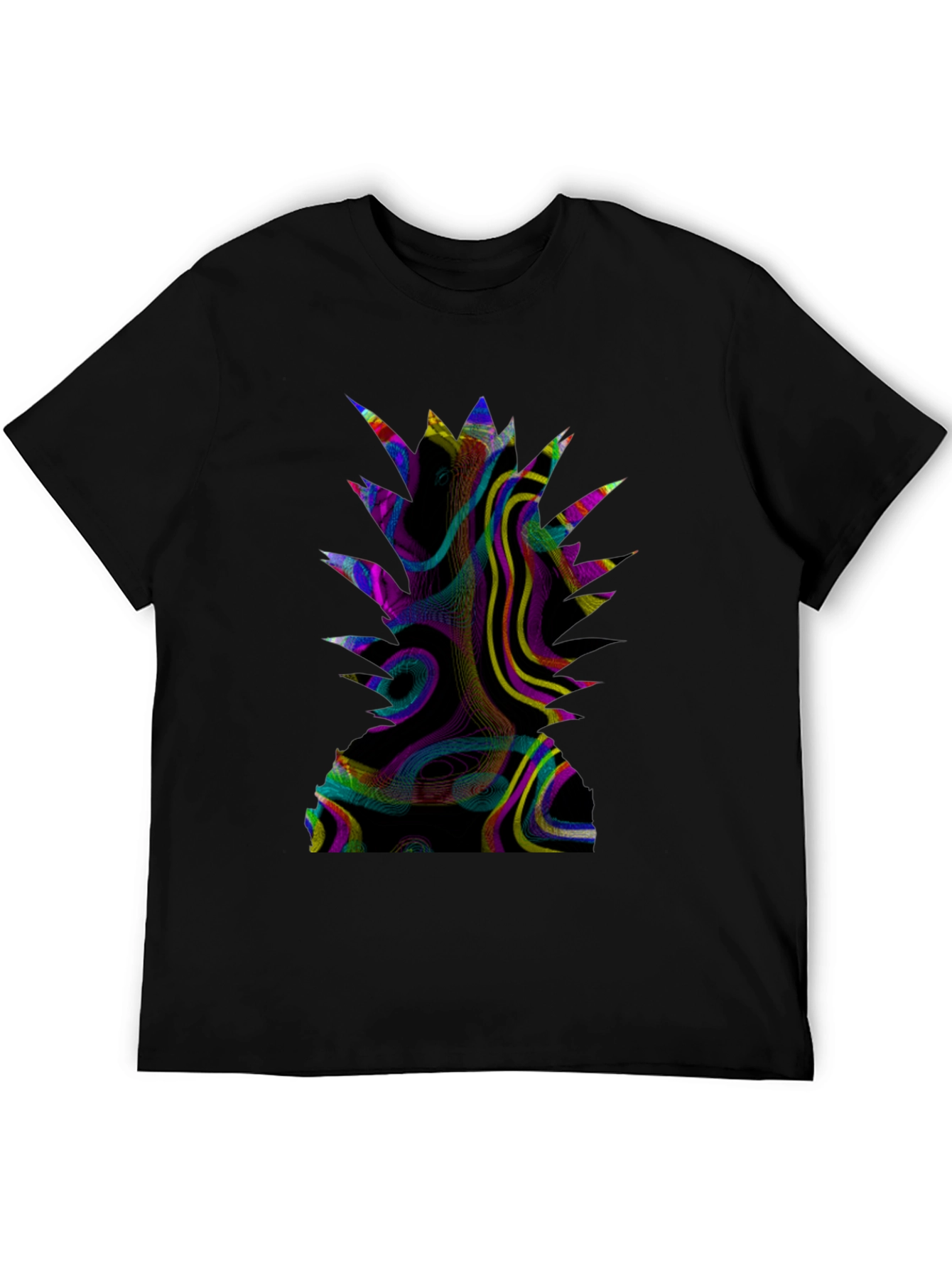 Abstract Pineapple Graphic Print Black T-Shirt