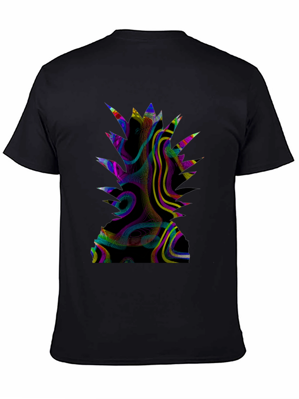 Abstract Pineapple Graphic Print Black T-Shirt