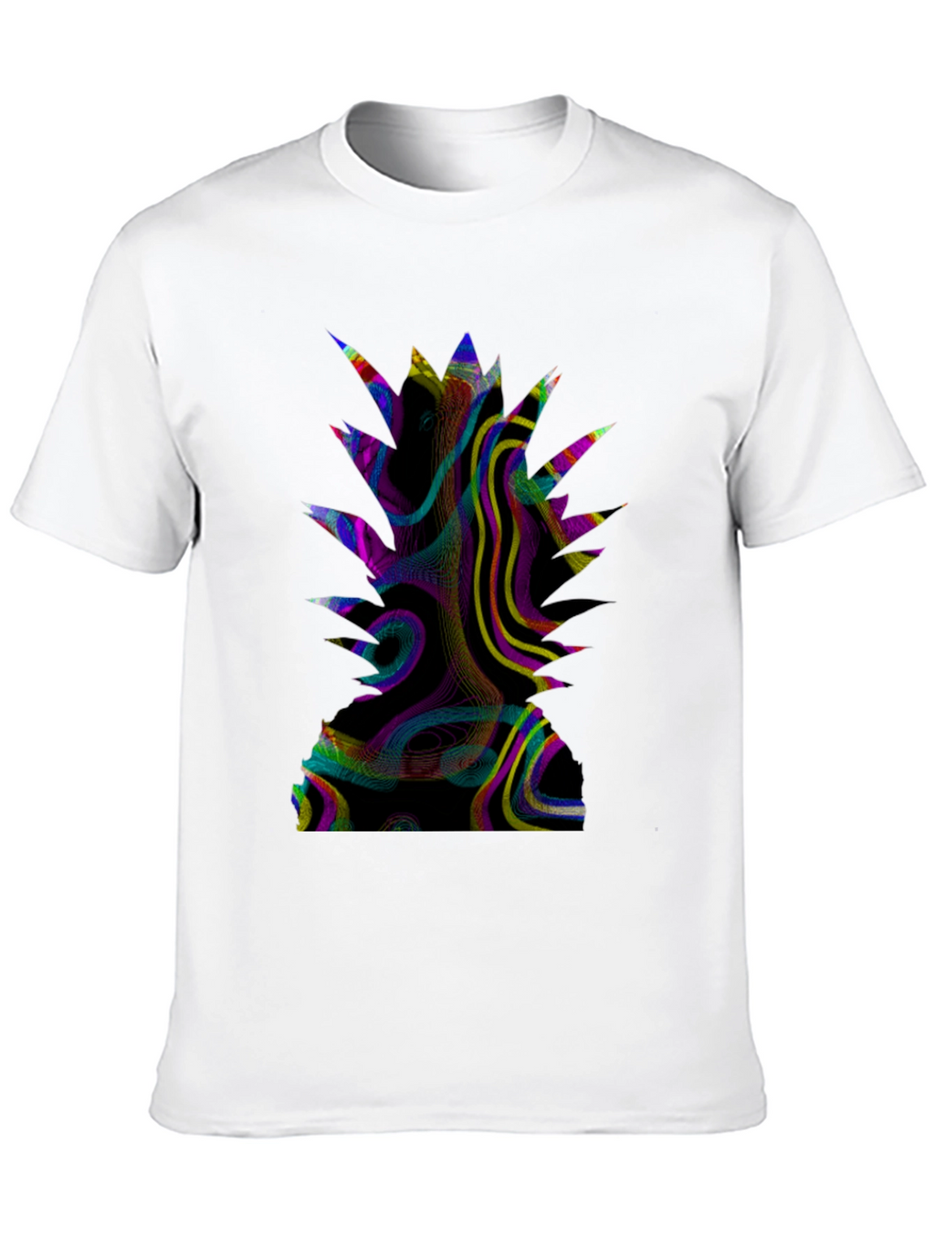 Abstract Pineapple Graphic Print Black T-Shirt