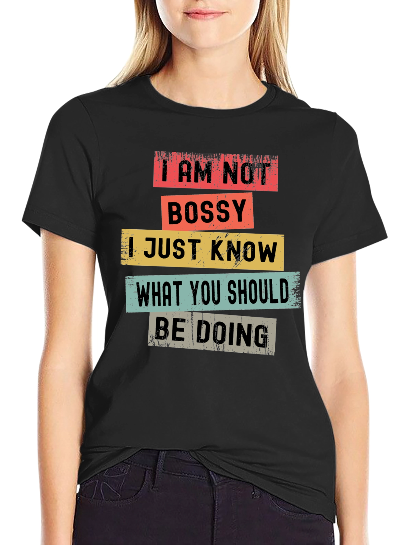 I AM NOT BOSSY Mens Black T-Shirt
