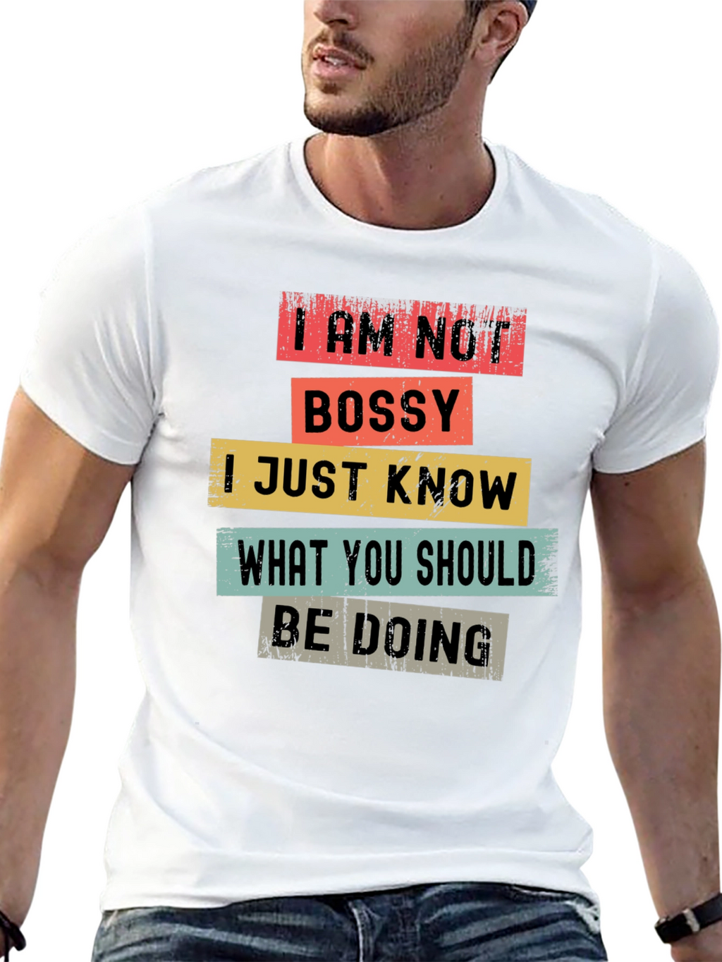 I AM NOT BOSSY Mens Black T-Shirt