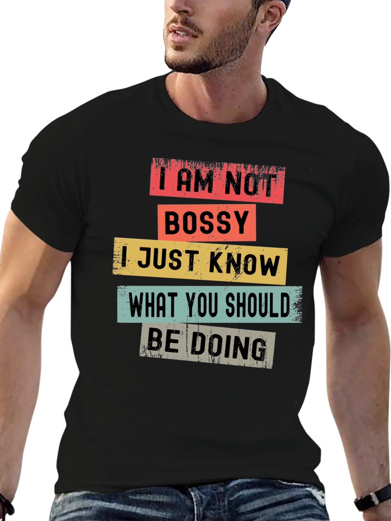 I AM NOT BOSSY Mens Black T-Shirt