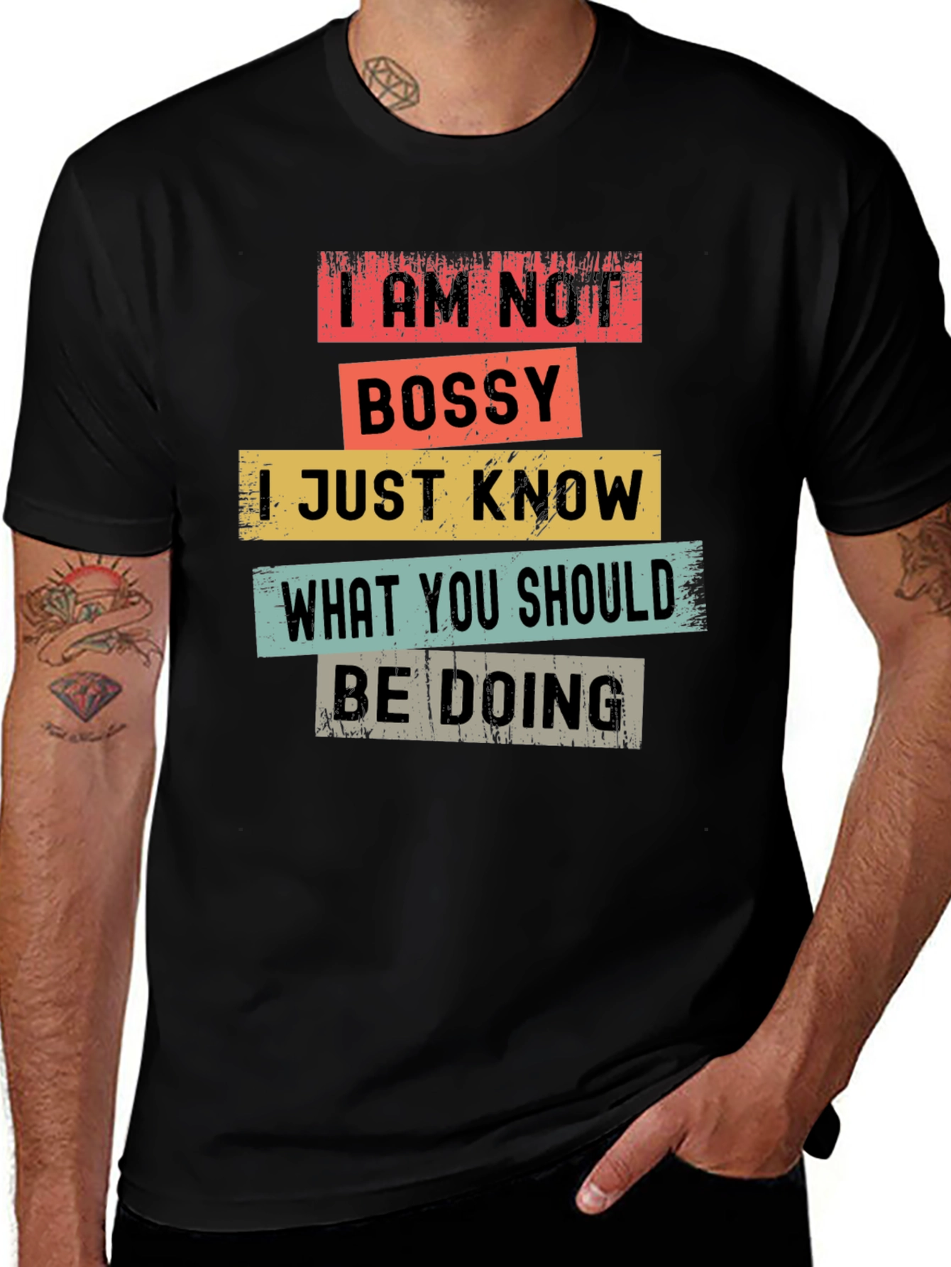 I AM NOT BOSSY Mens Black T-Shirt