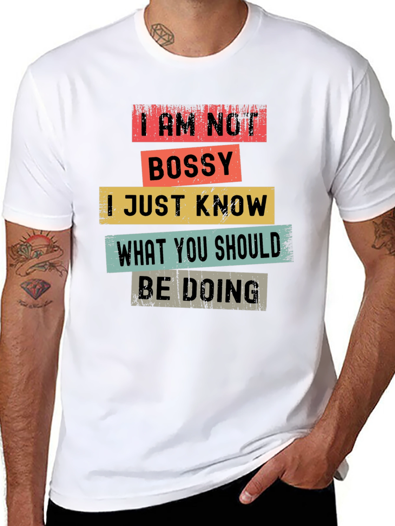 I AM NOT BOSSY Mens Black T-Shirt