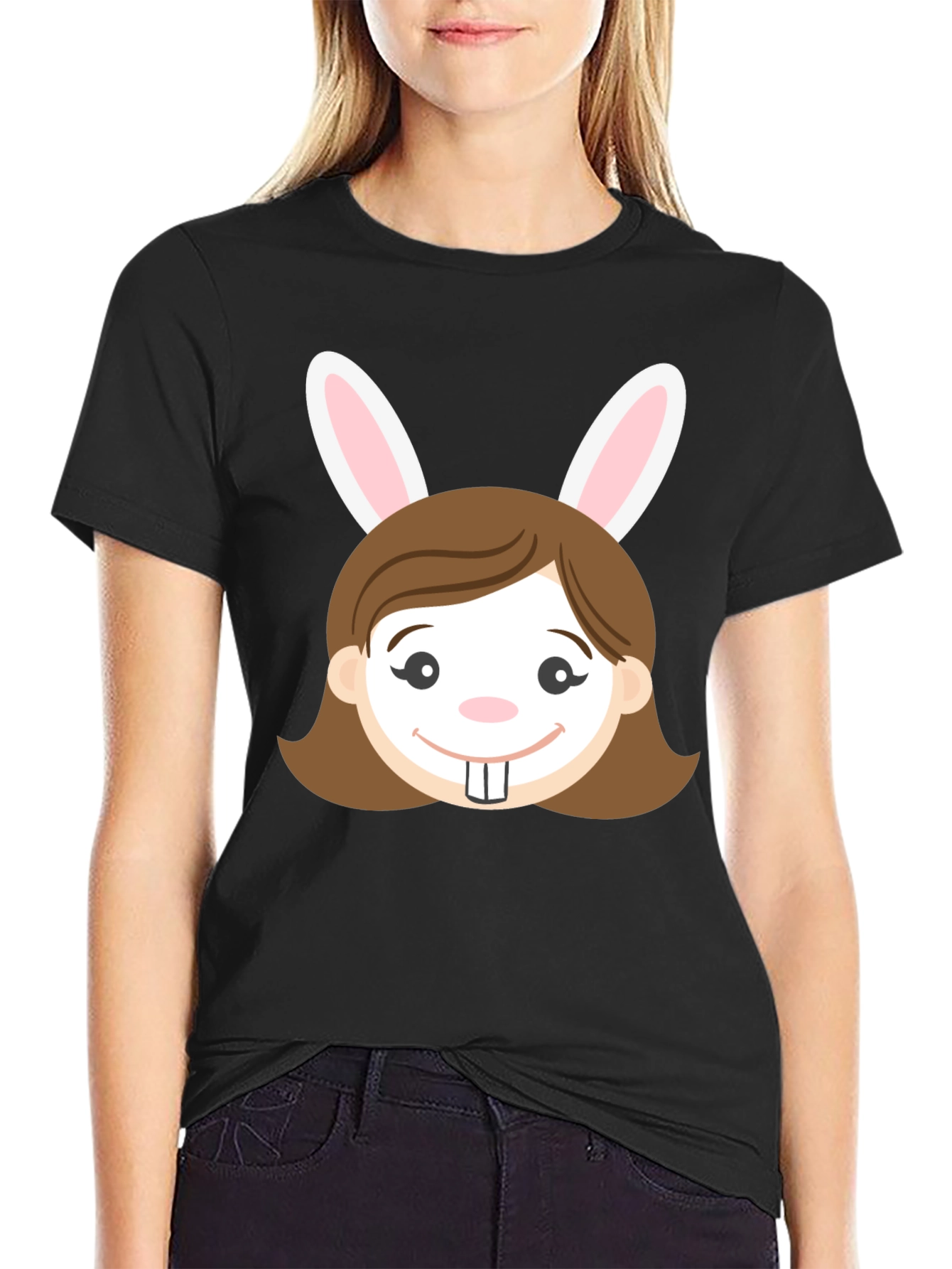 Bunny Girl Graphic T-Shirt - Easter Fun!