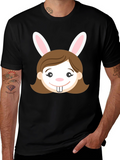 Bunny Girl Graphic T-Shirt - Easter Fun!