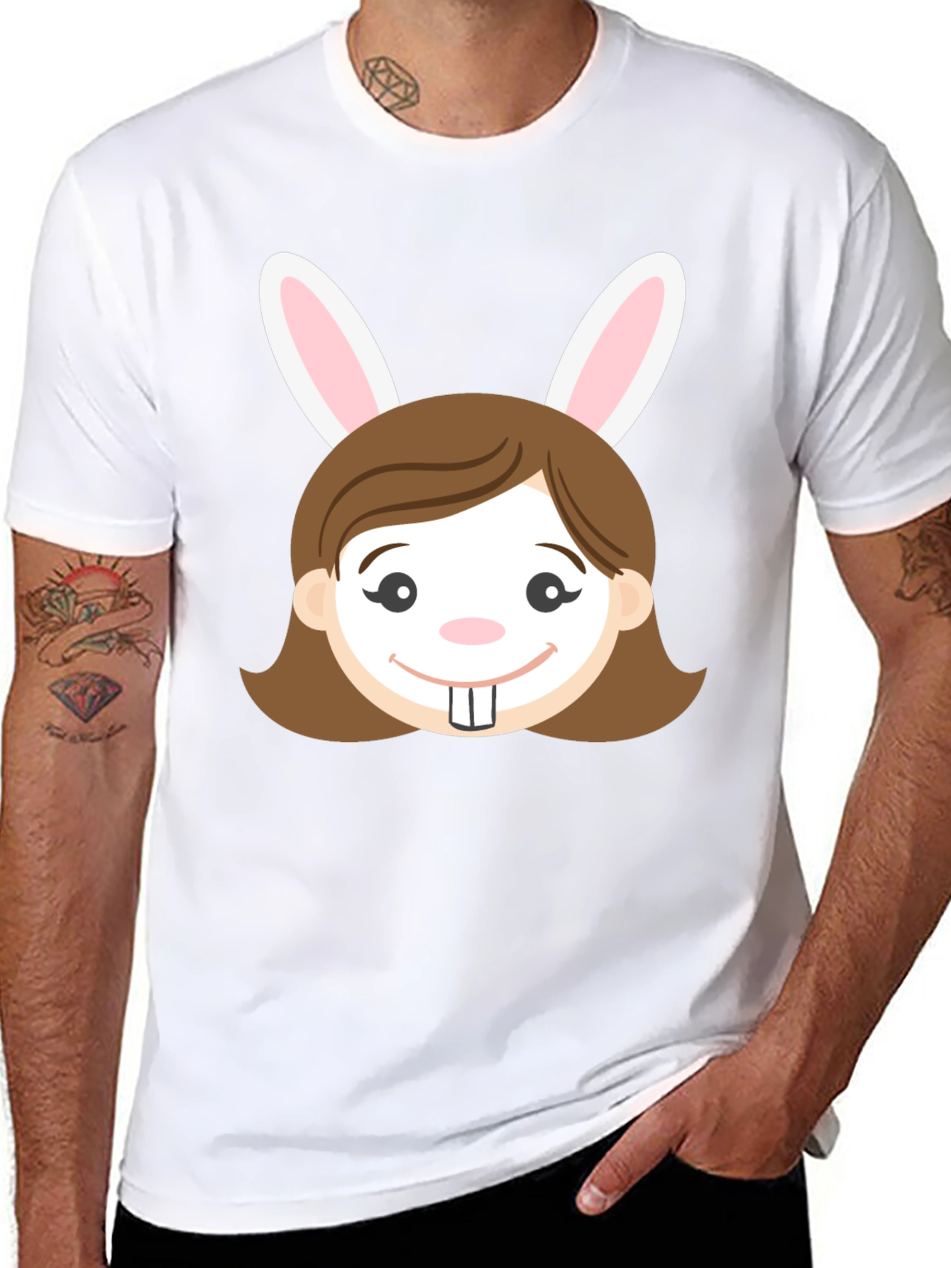 Bunny Girl Graphic T-Shirt - Easter Fun!