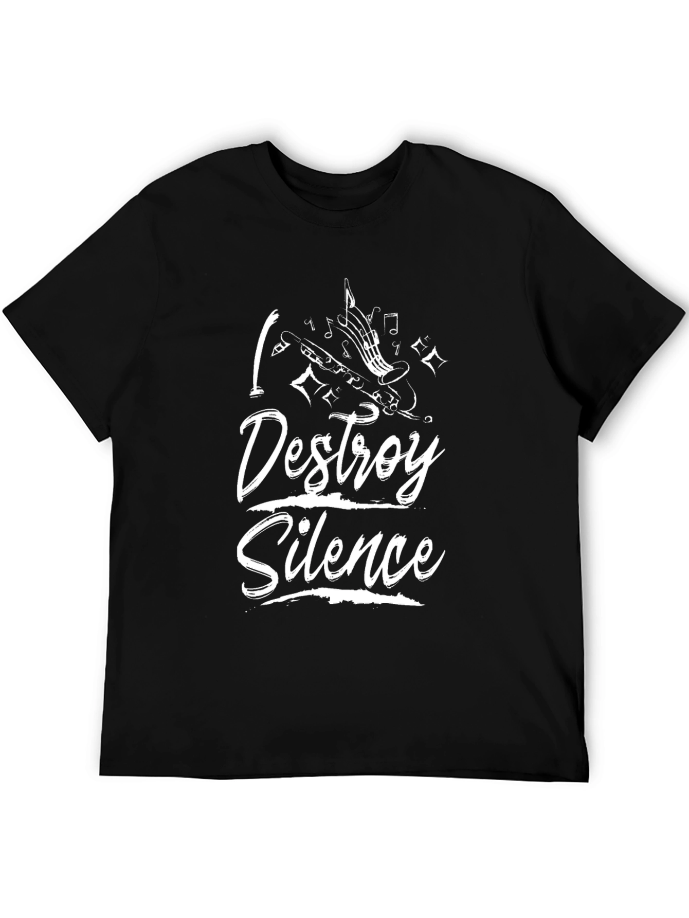I Destroy Silence Music Lover Black T-Shirt
