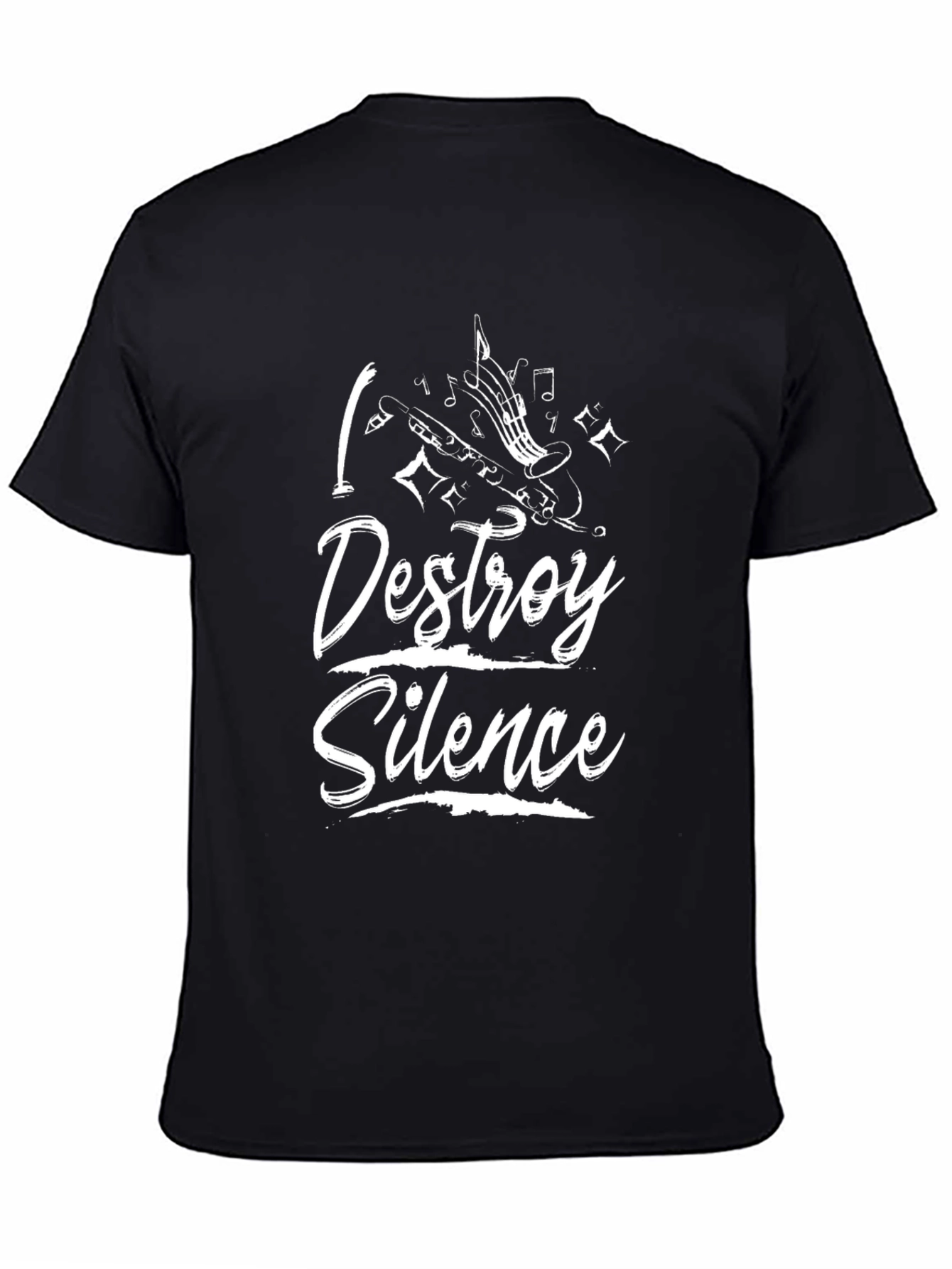 I Destroy Silence Music Lover Black T-Shirt