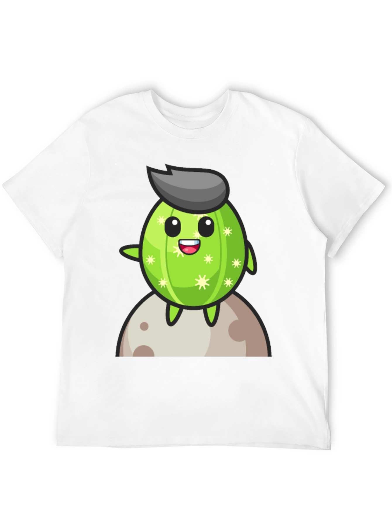 Cartoon Cactus on the Moon T-Shirt
