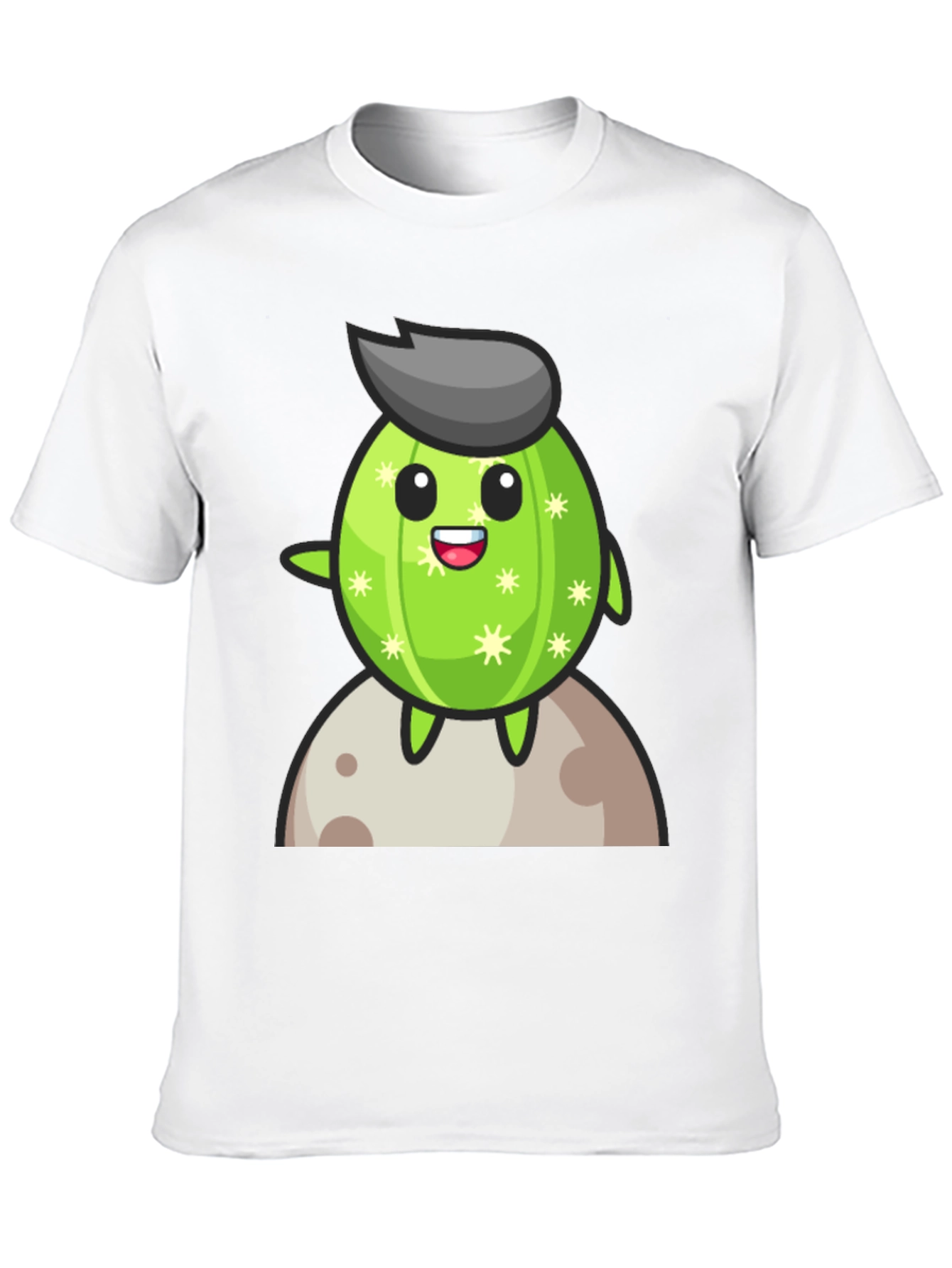 Cartoon Cactus on the Moon T-Shirt