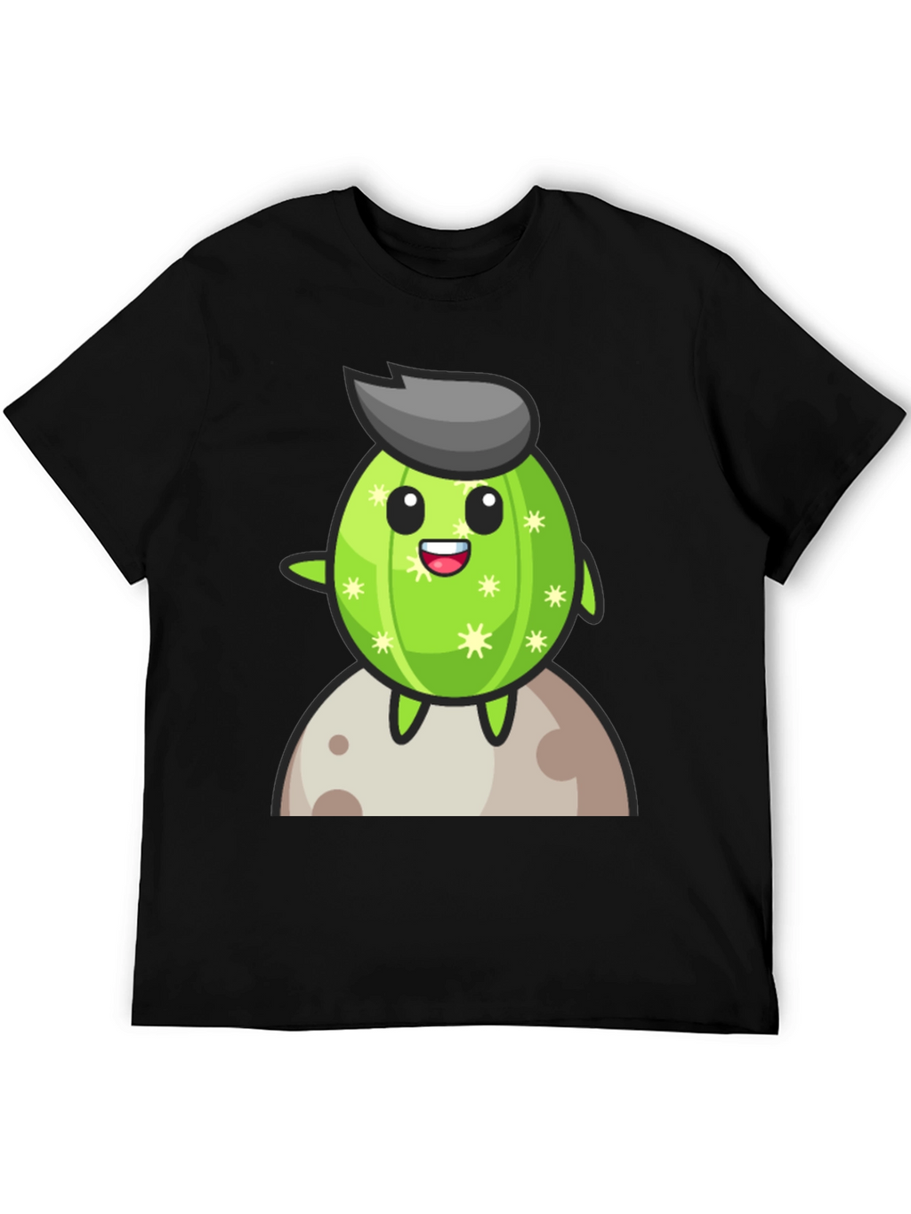 Cartoon Cactus on the Moon T-Shirt