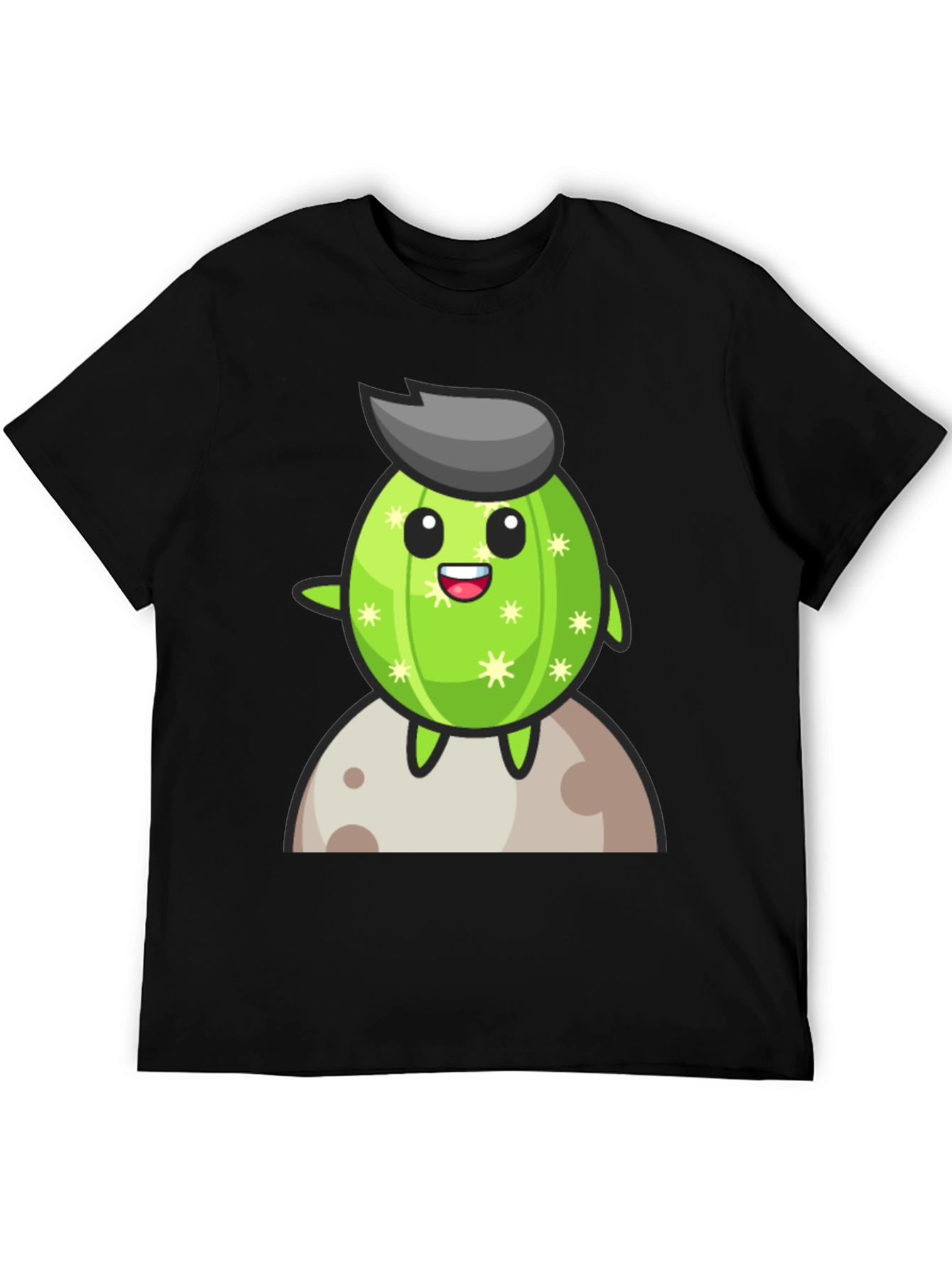 Cartoon Cactus on the Moon T-Shirt
