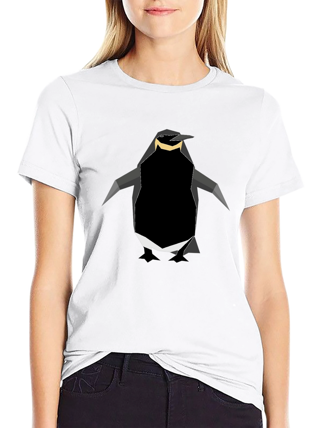 Geometric Penguin Graphic Tee - Black