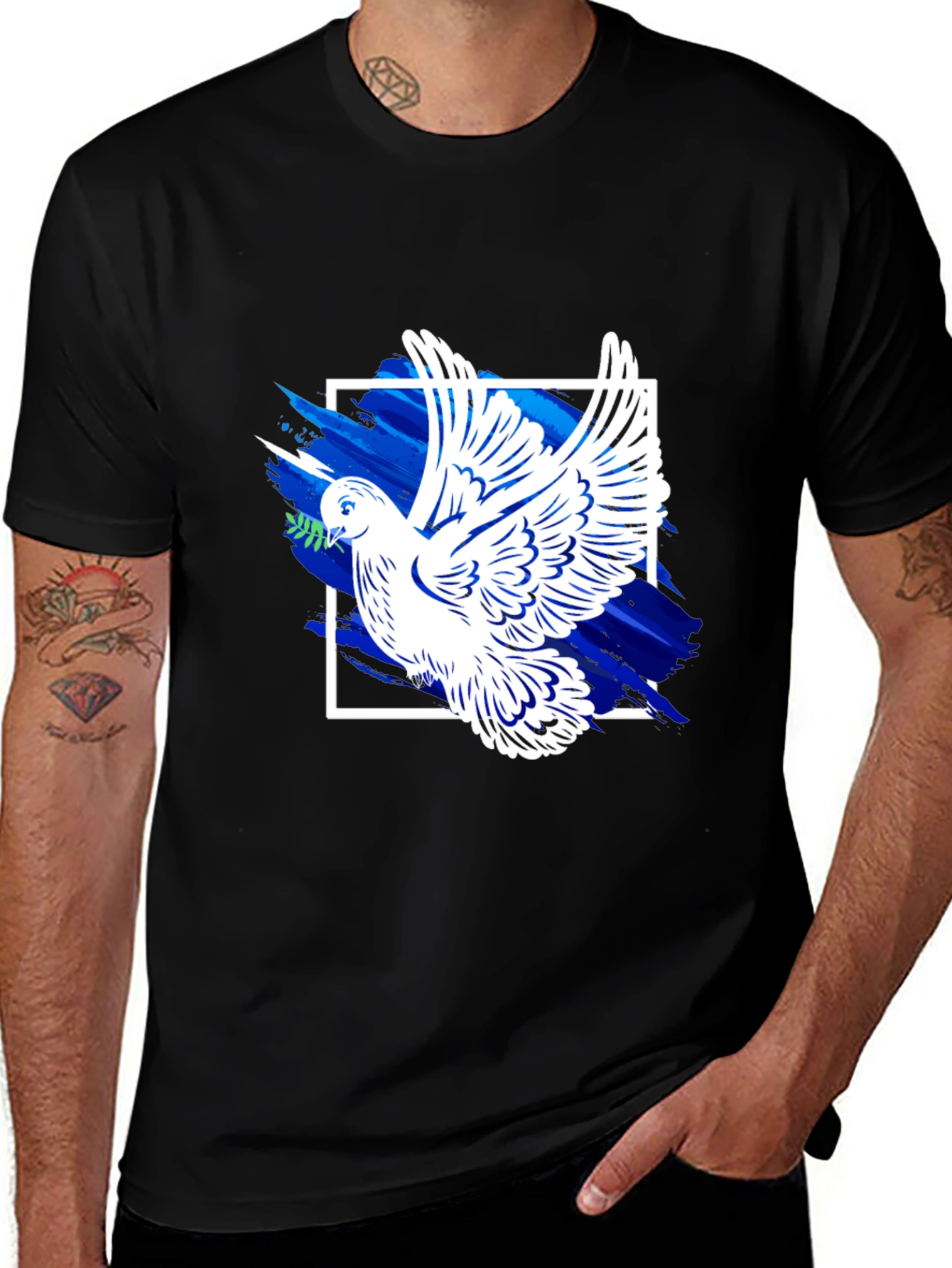 Peace Dove Graphic T-Shirt - Stylish Black Tee
