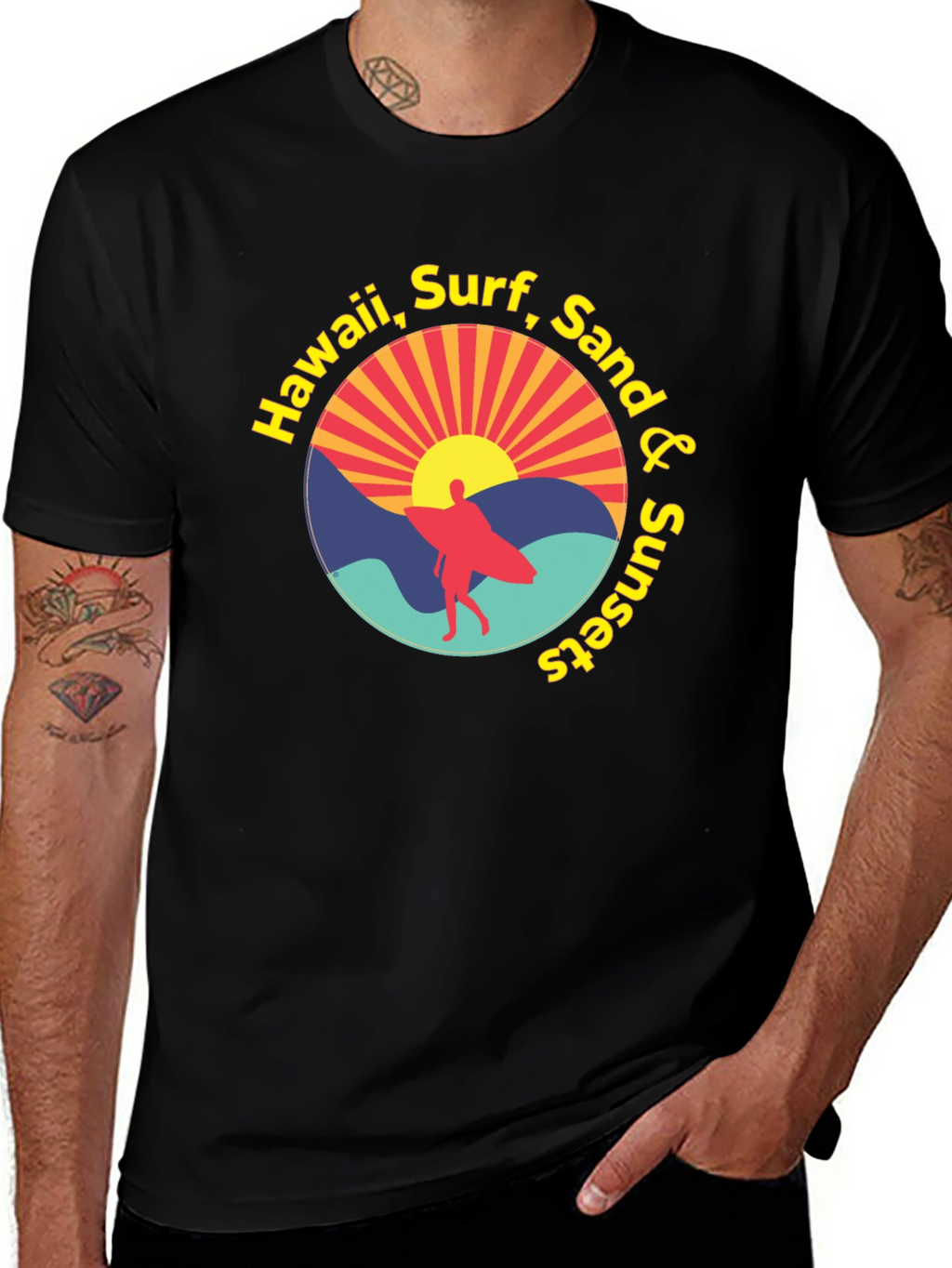 Hawaii Surf Sand Sunsets Graphic Tee
