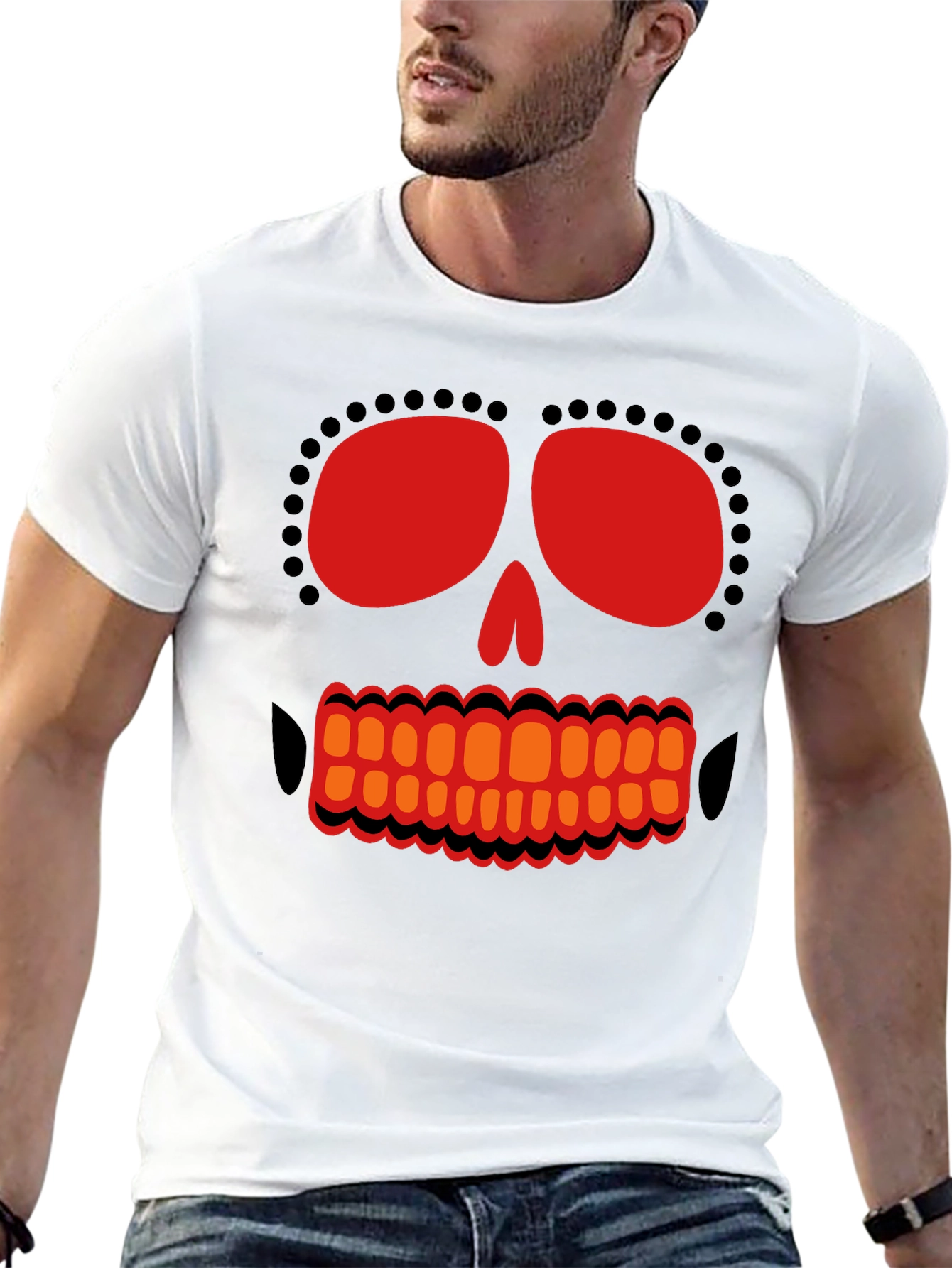 Day of the Dead Skull Graphic T-Shirt