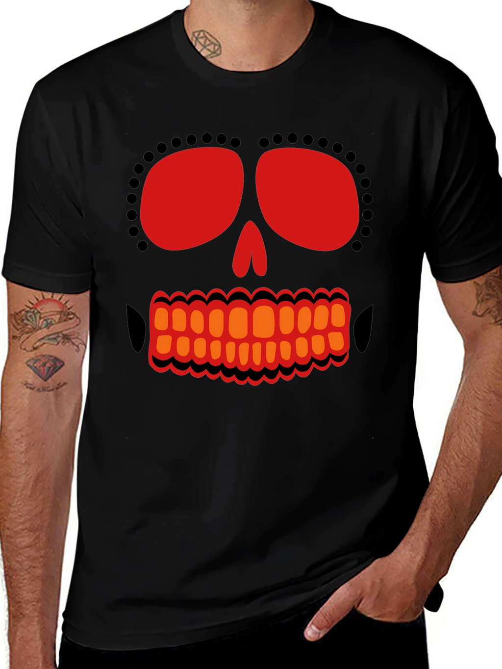 Day of the Dead Skull Graphic T-Shirt