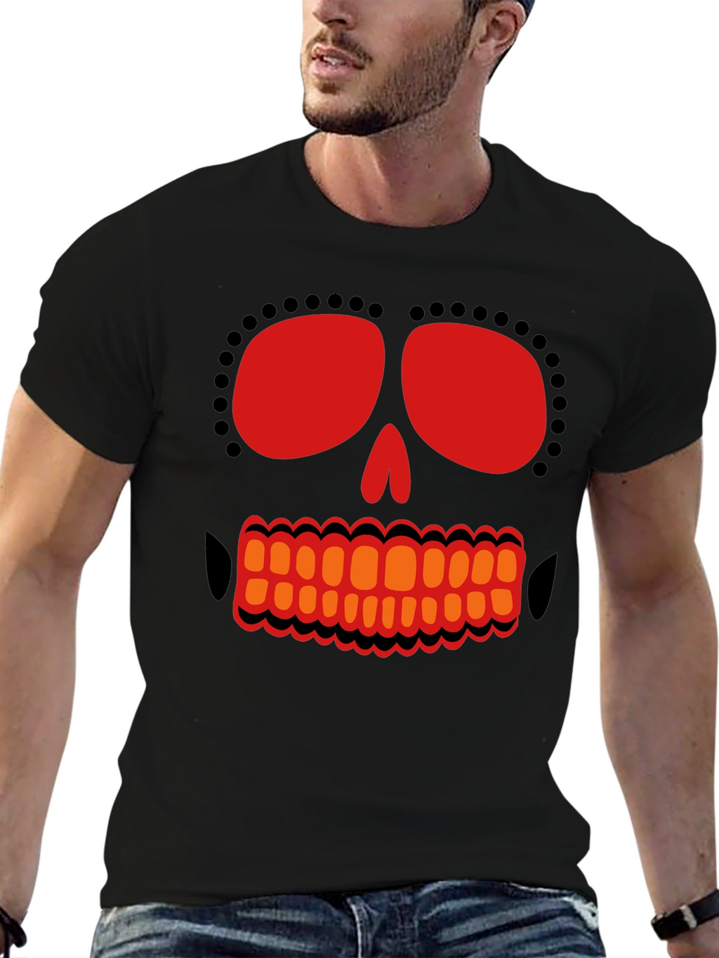Day of the Dead Skull Graphic T-Shirt