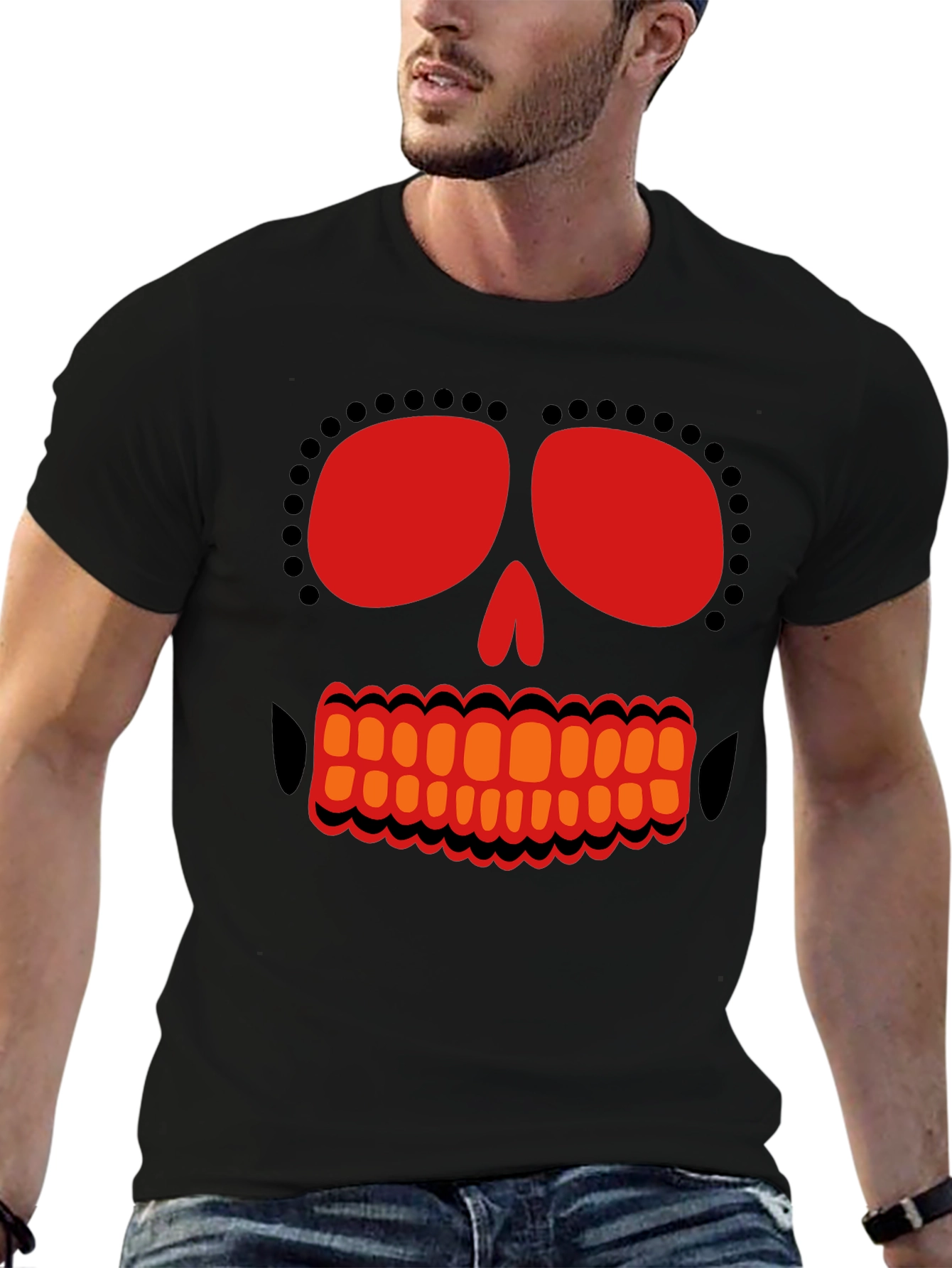 Day of the Dead Skull Graphic T-Shirt