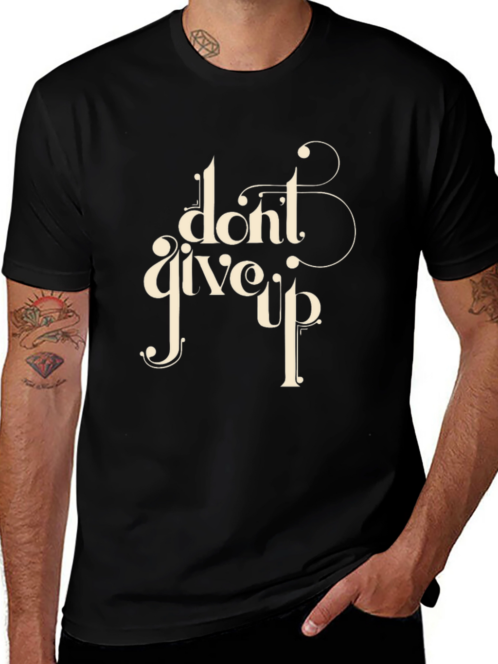 Dont Give Up Graphic Tee - Black