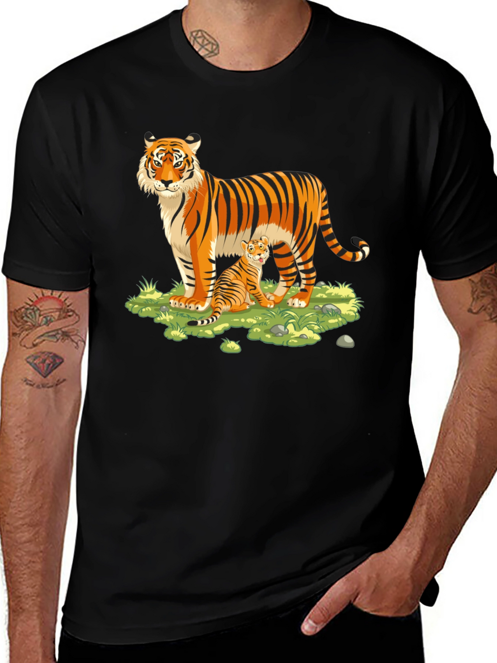Tiger Cub T-Shirt: Black Cotton Blend