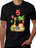 Kids 5th Birthday Jungle Animals T-Shirt