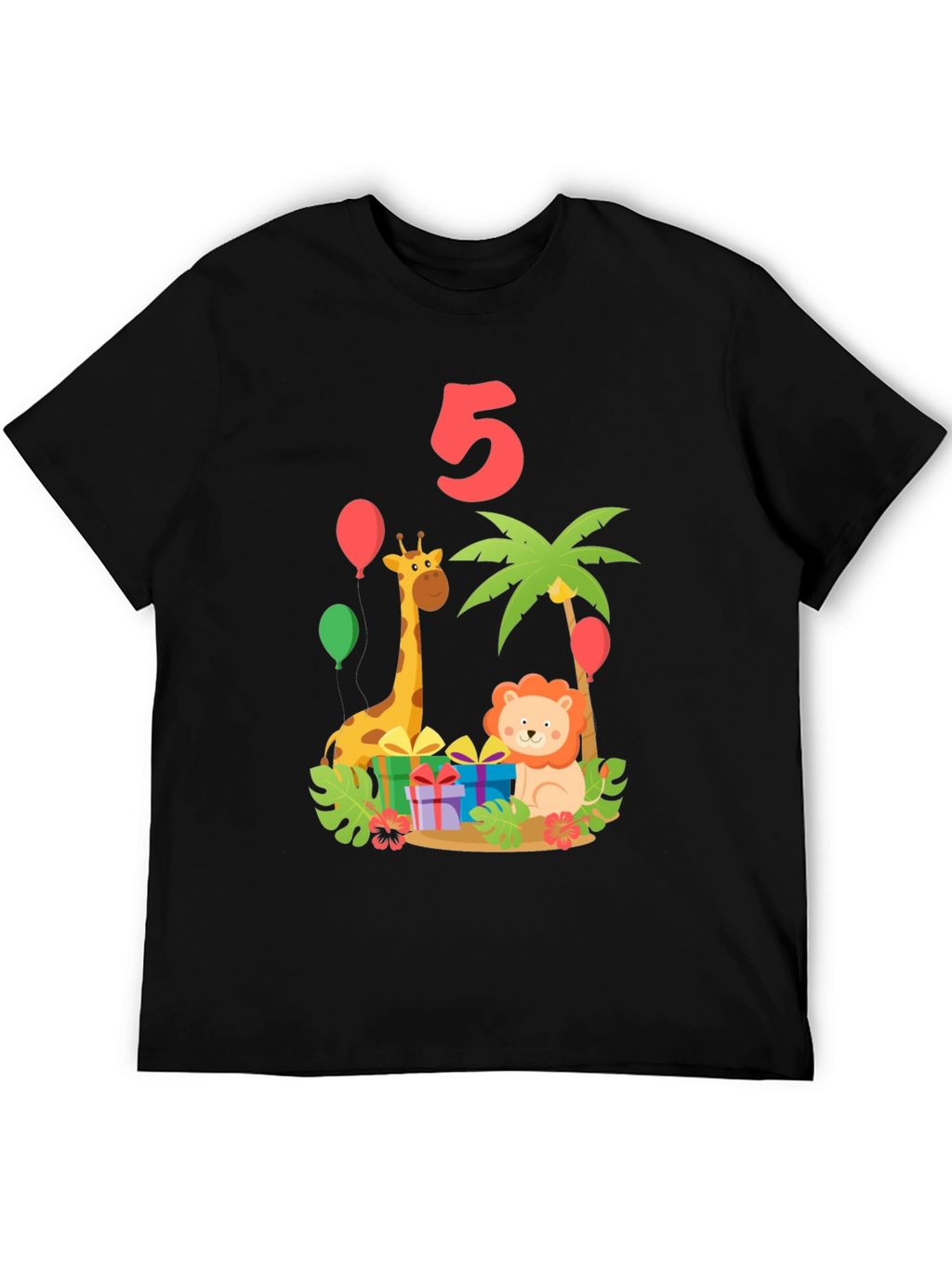 Kids 5th Birthday Jungle Animals T-Shirt