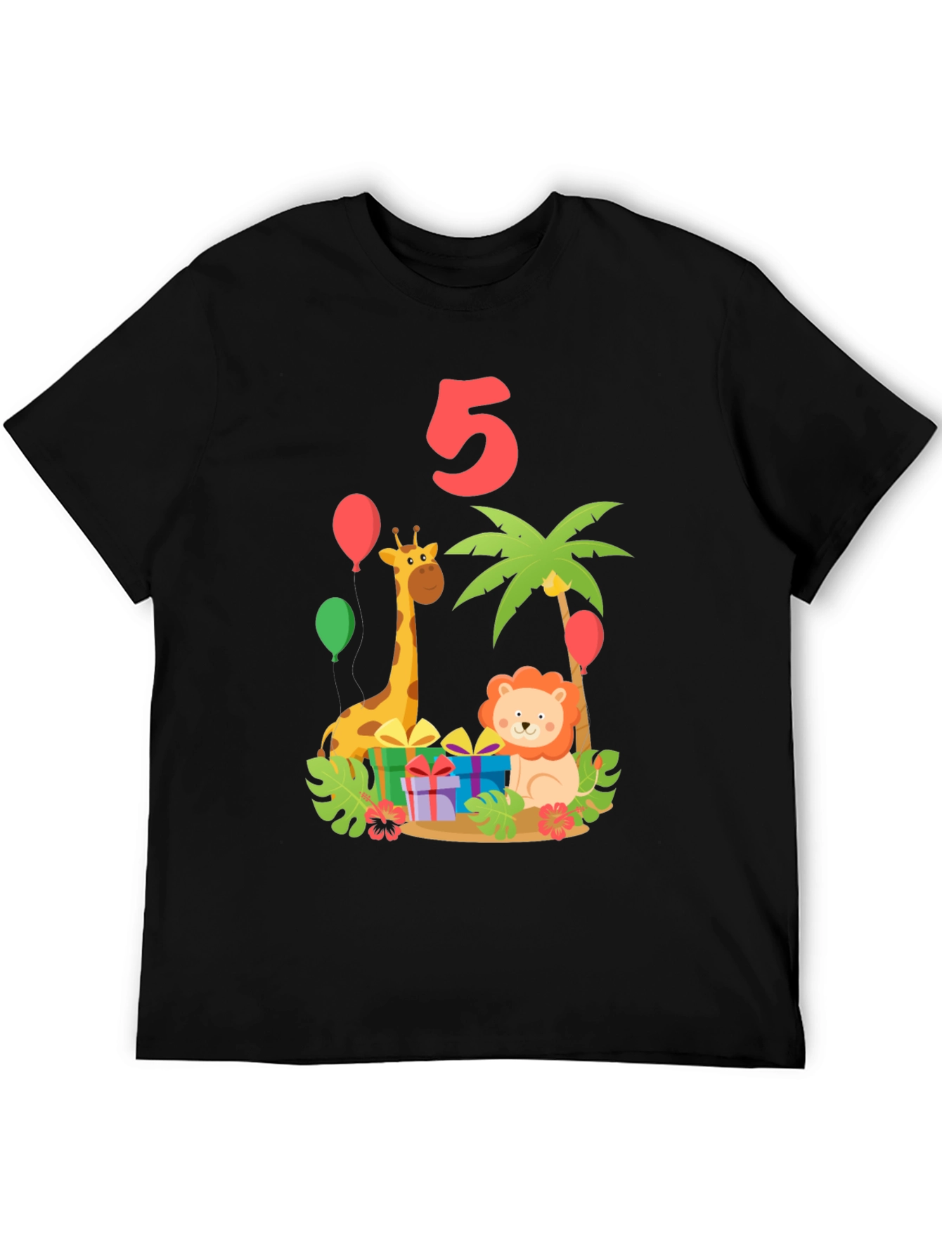 Kids 5th Birthday Jungle Animals T-Shirt