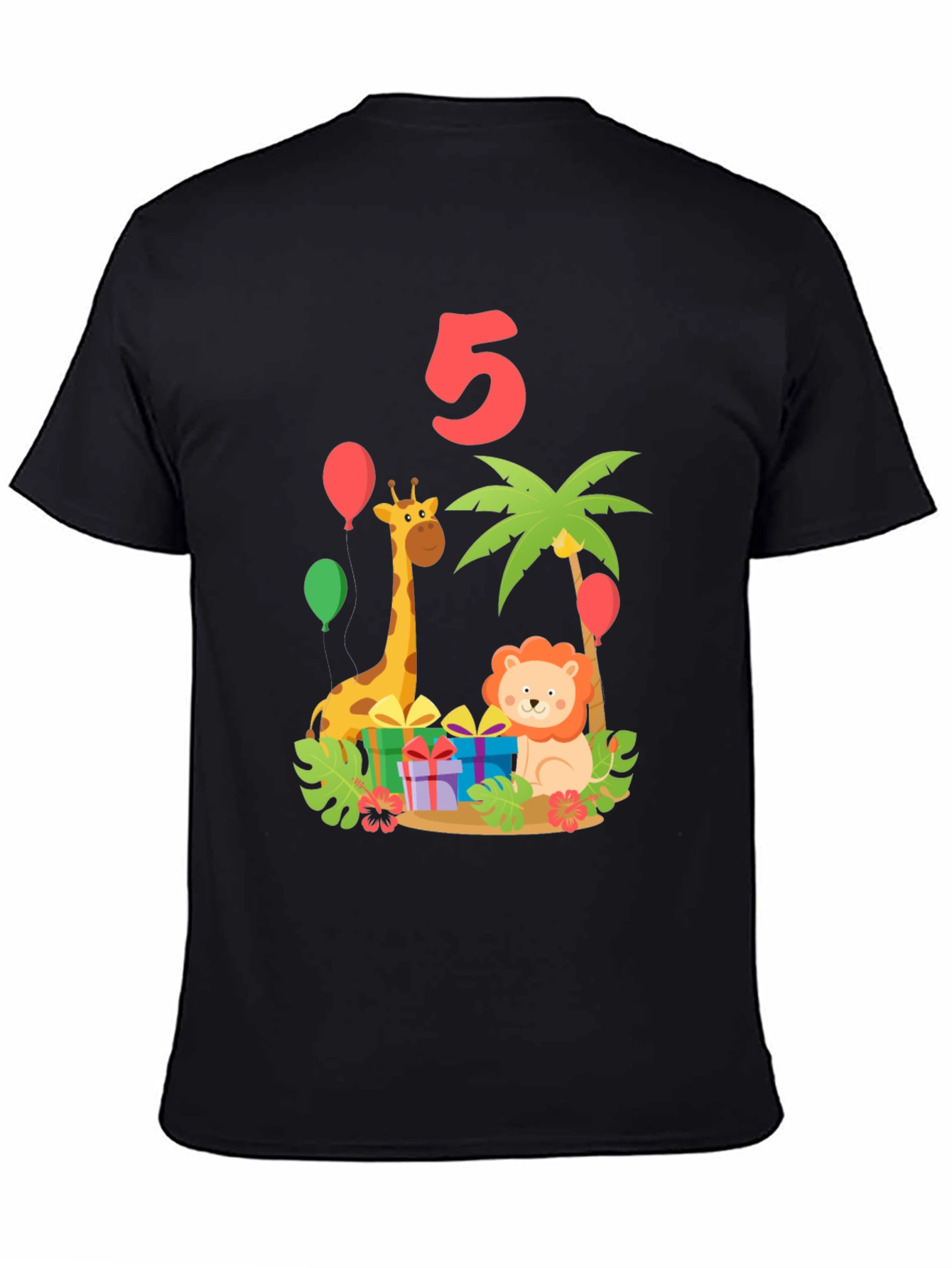 Kids 5th Birthday Jungle Animals T-Shirt