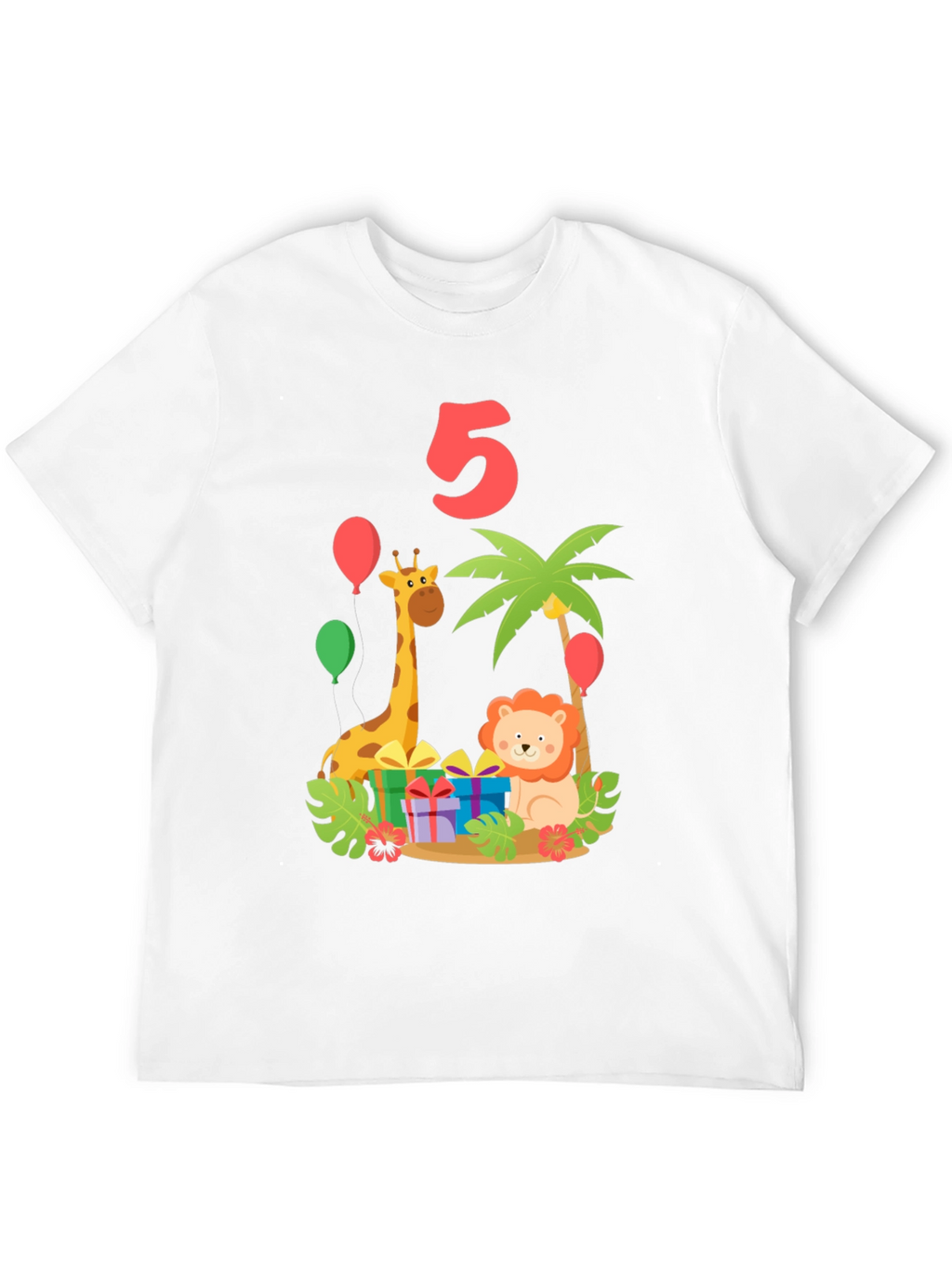 Kids 5th Birthday Jungle Animals T-Shirt
