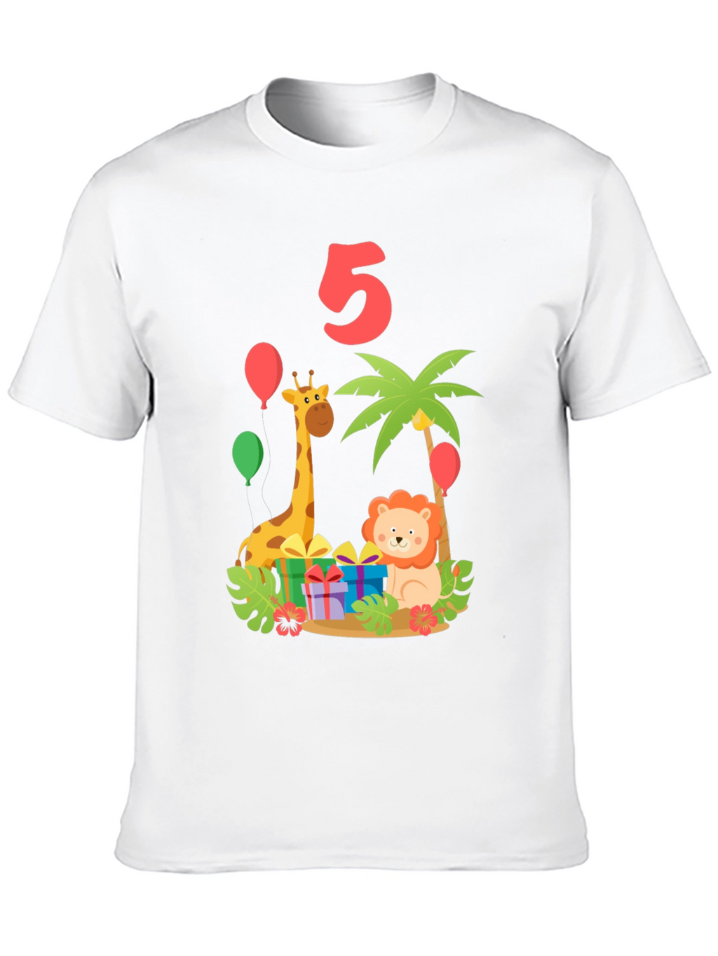 Kids 5th Birthday Jungle Animals T-Shirt