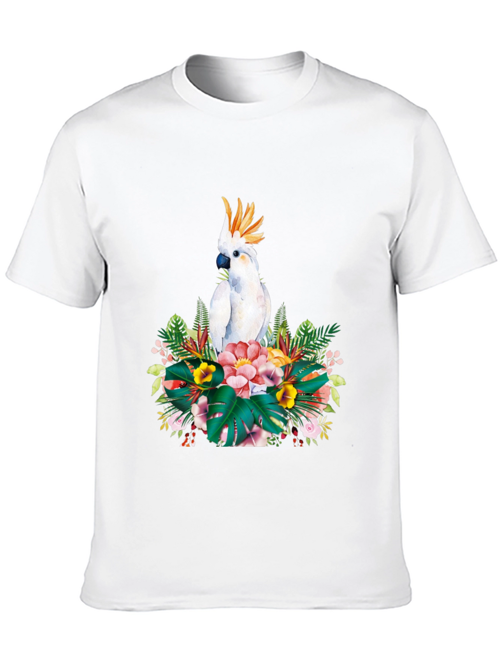 Tropical Parrot Graphic Tee - Black