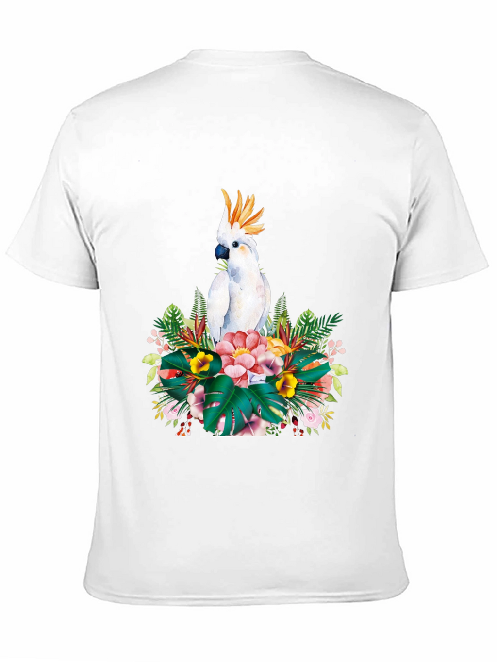 Tropical Parrot Graphic Tee - Black