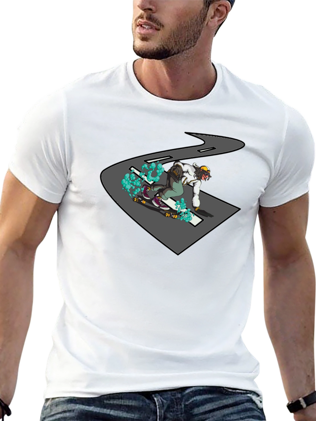 Skateboarder Graphic Black T-Shirt