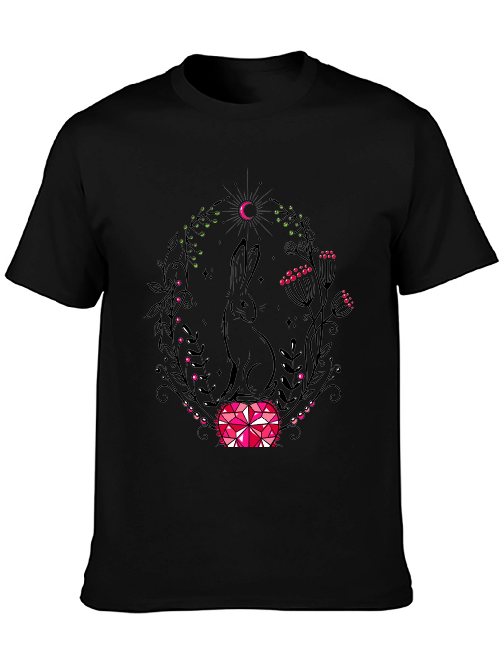 Rabbit & Moon Graphic Tee - Black