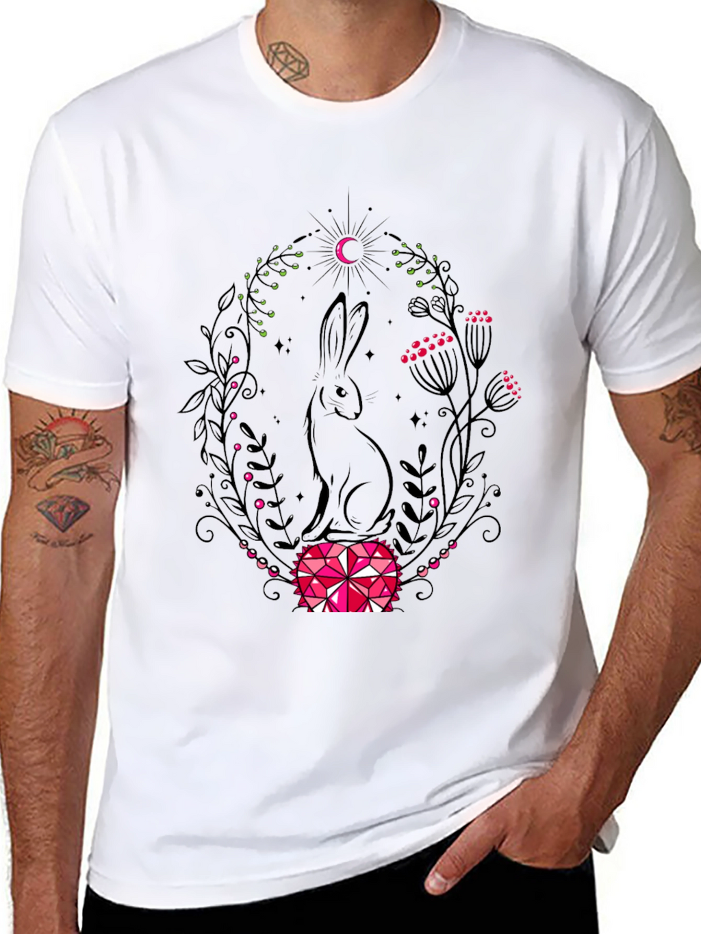 Rabbit & Moon Graphic Tee - Black
