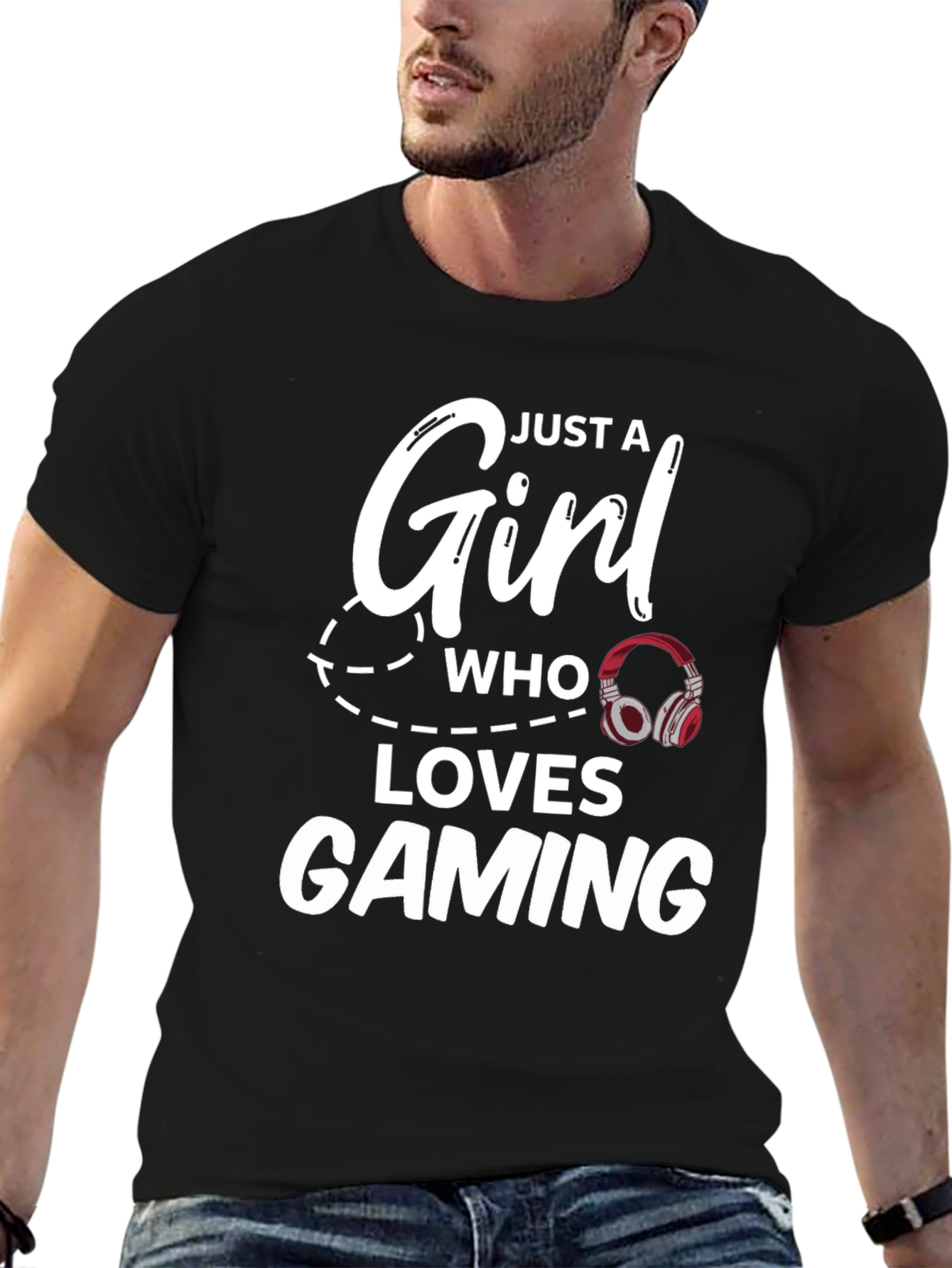 Just a Girl Who Loves Gaming Black T-Shirt