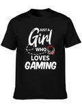 Just a Girl Who Loves Gaming Black T-Shirt