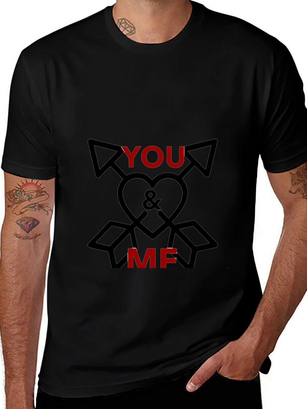 You & Me Graphic Tee - Black Cotton Blend