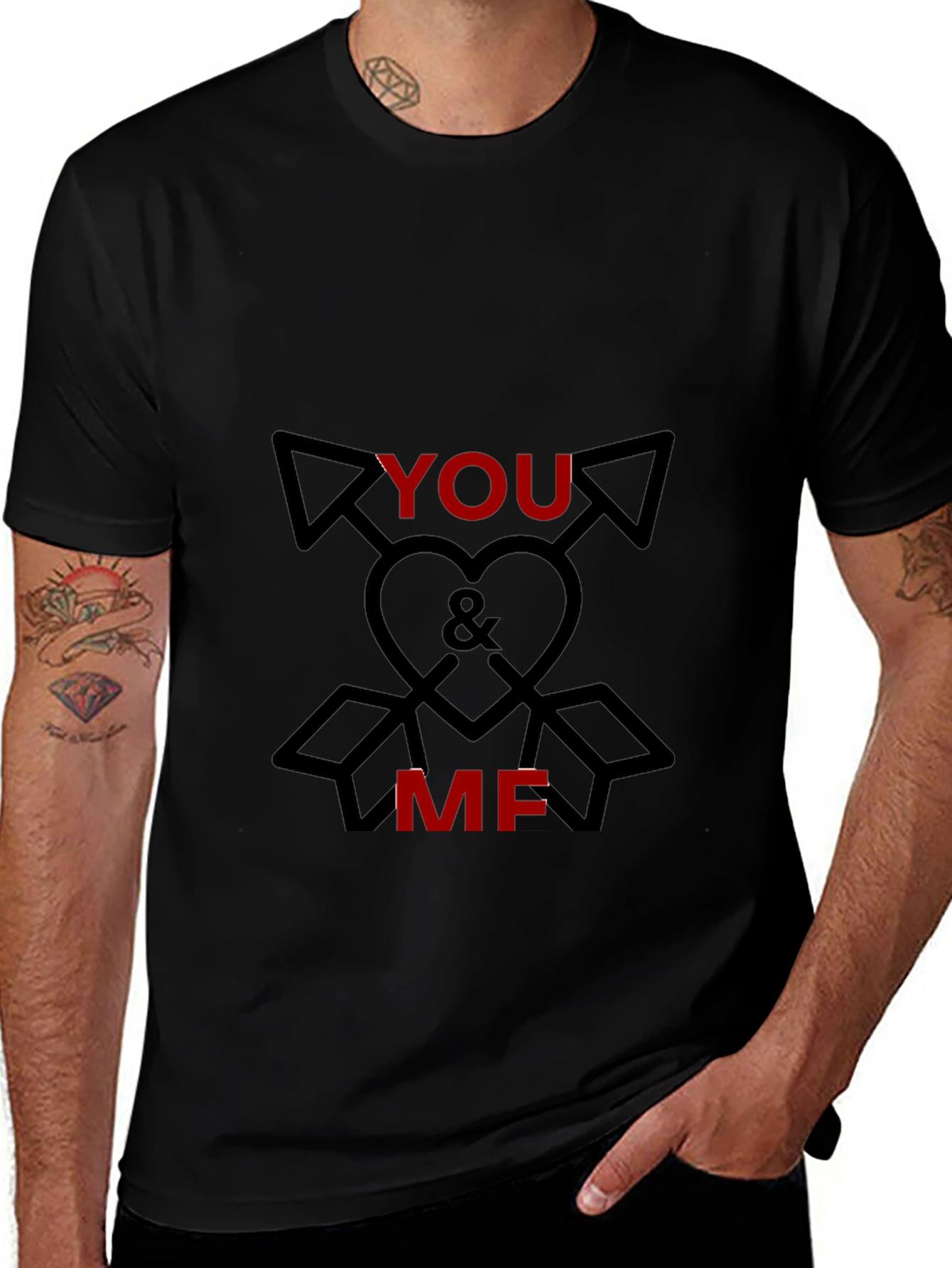 You & Me Graphic Tee - Black Cotton Blend