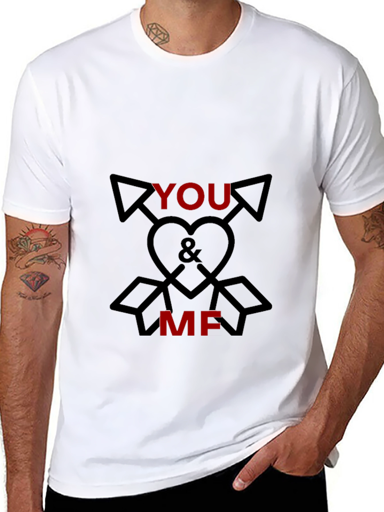 You & Me Graphic Tee - Black Cotton Blend