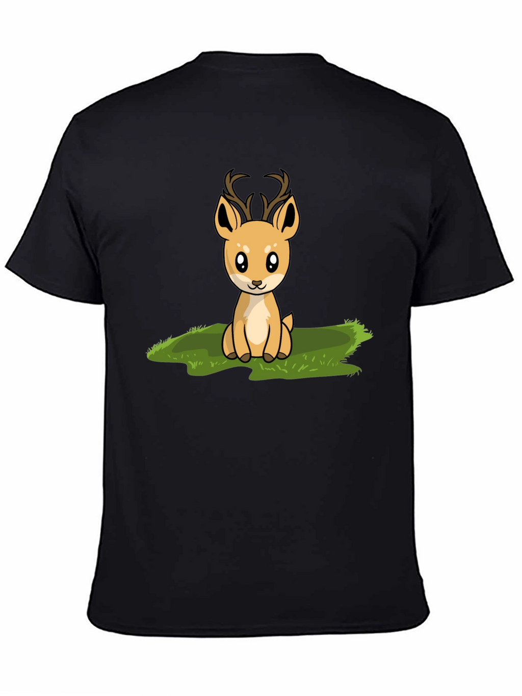 Cute Deer Graphic Print Black T-Shirt