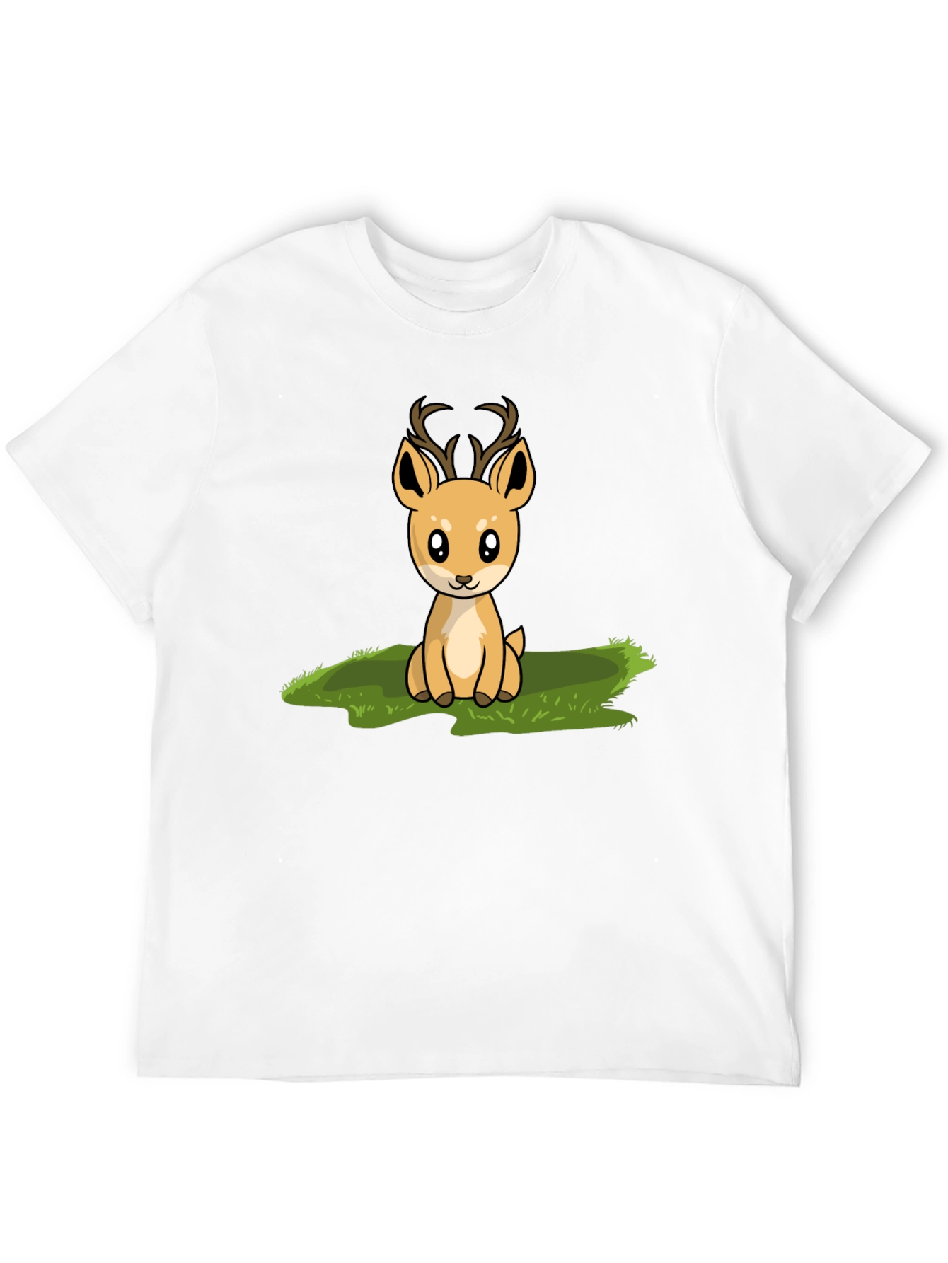 Cute Deer Graphic Print Black T-Shirt