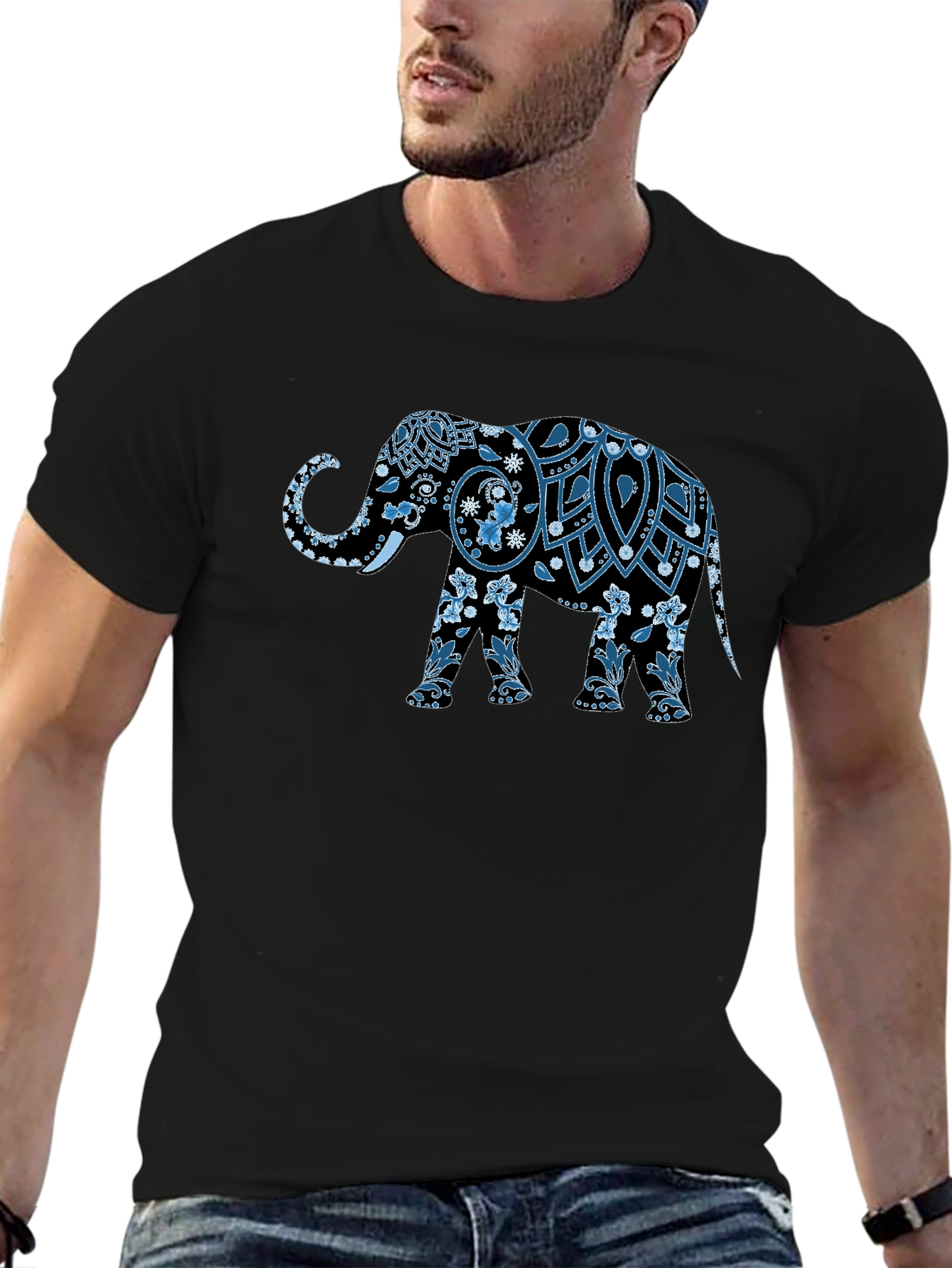 Elephant Graphic Print Mens T-Shirt