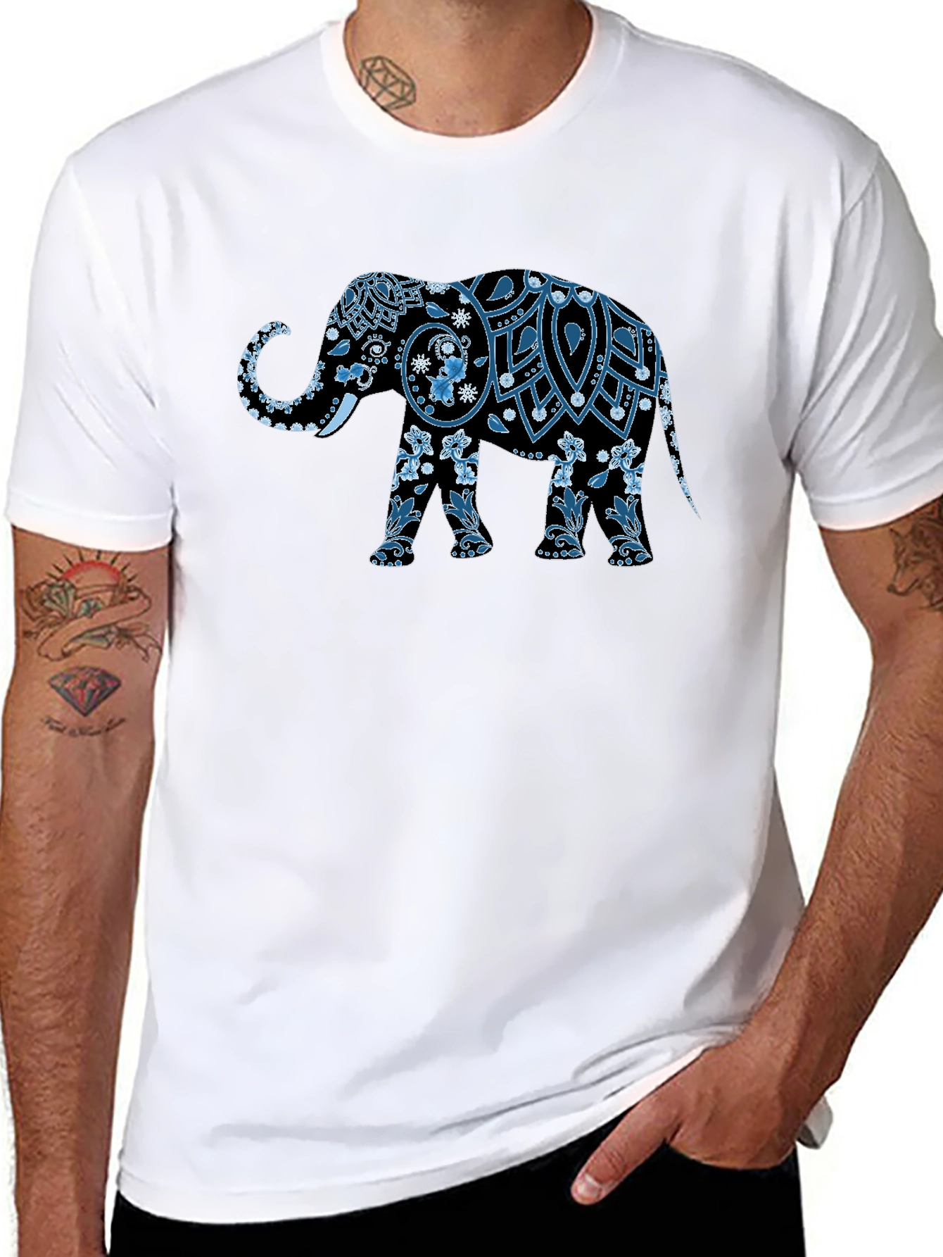 Elephant Graphic Print Mens T-Shirt